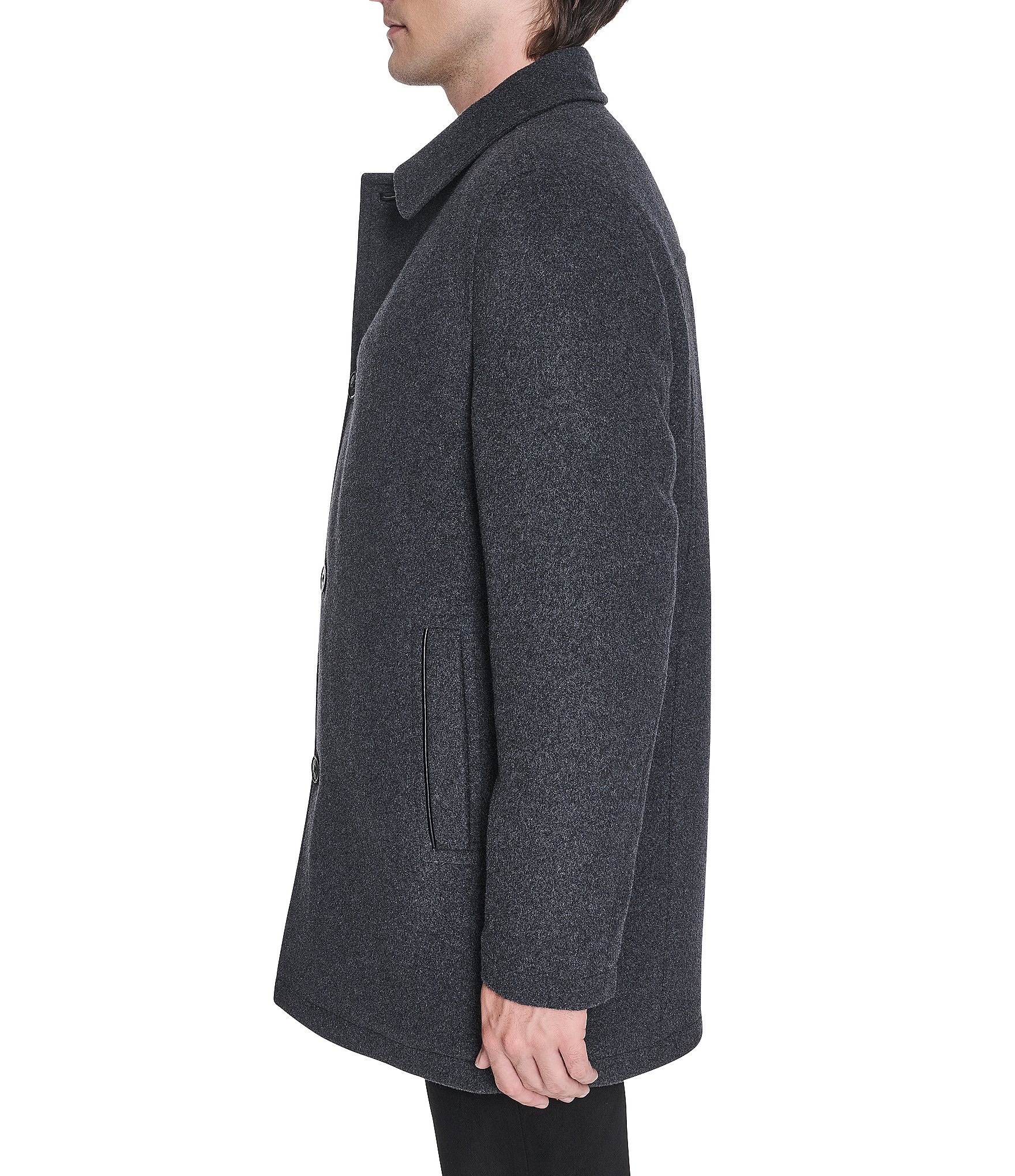 Cole Haan Wool Blend Collared Plush Car Coat