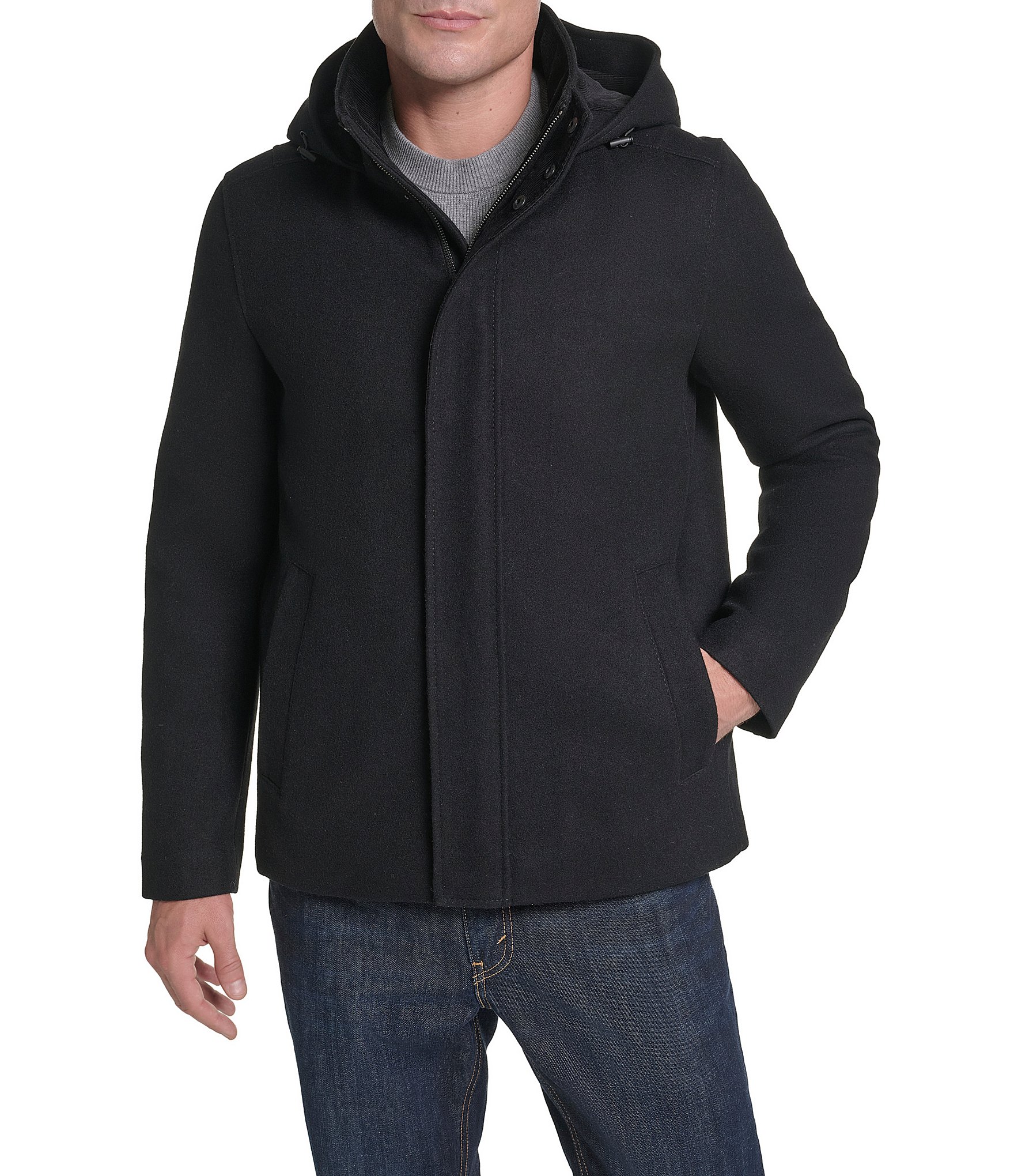 Cole Haan Melon Wool Blend Hooded Duffel Coat