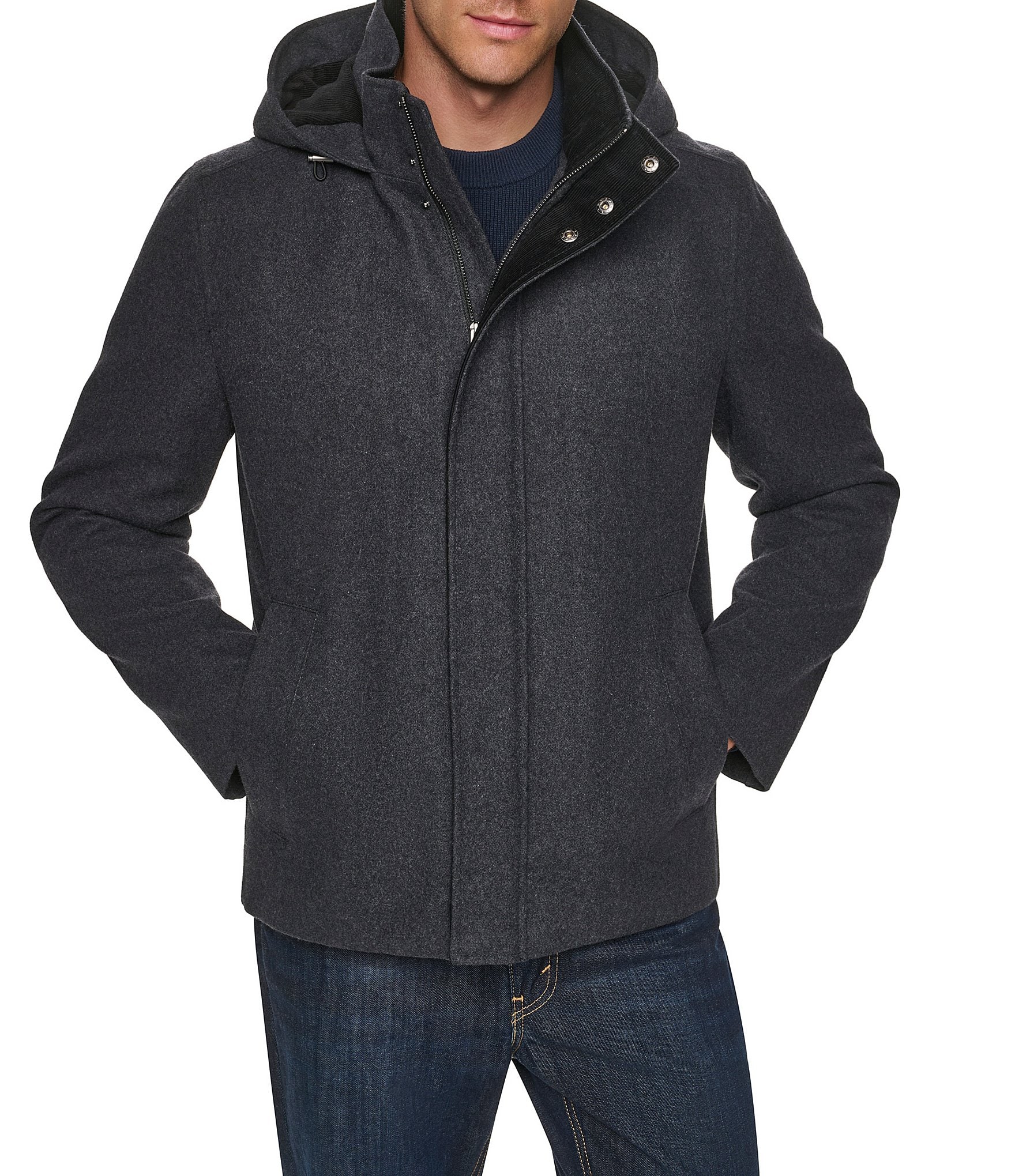 Cole Haan Melon Wool Blend Hooded Duffel Coat
