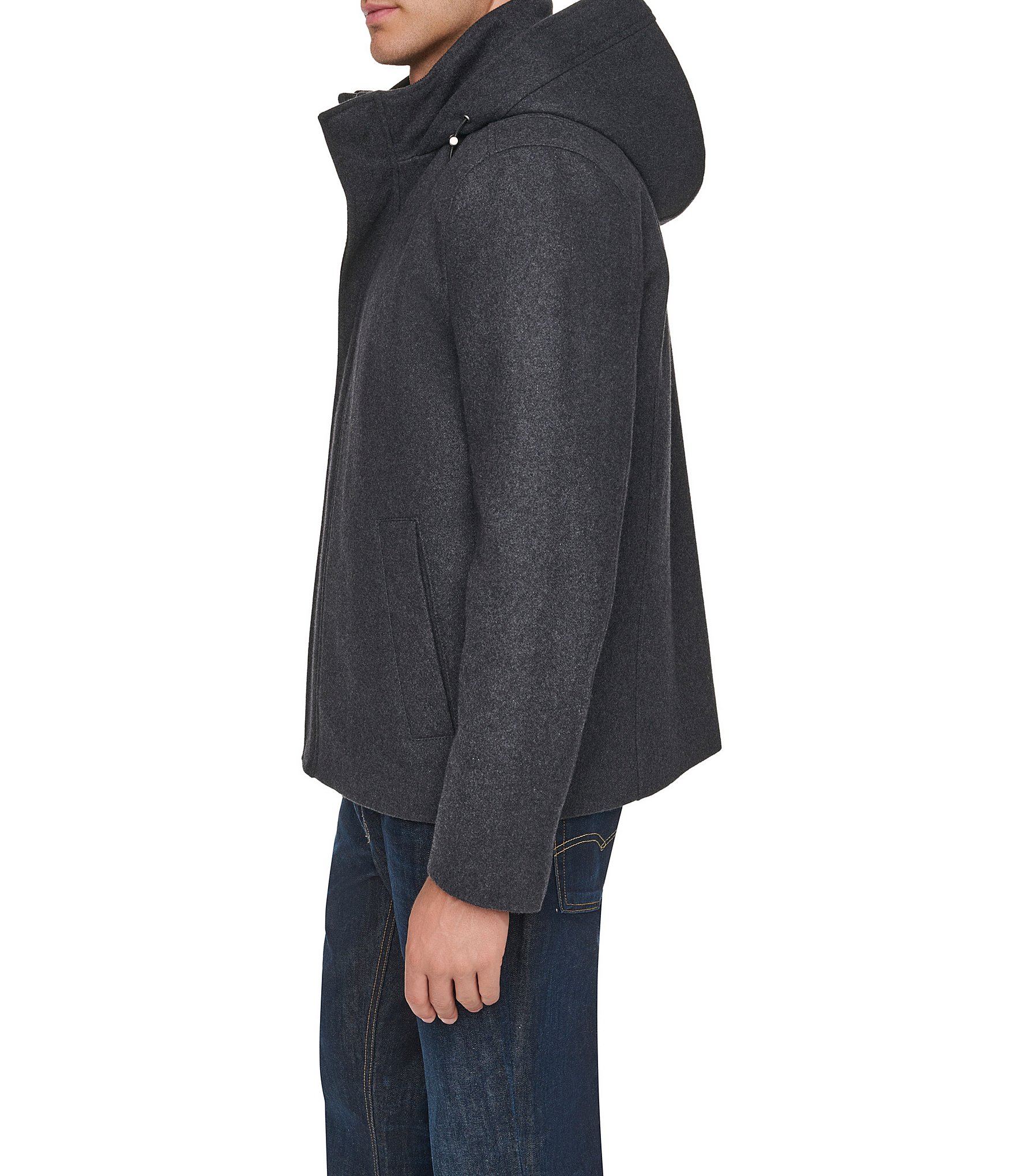 Cole Haan Melon Wool Blend Hooded Duffel Coat