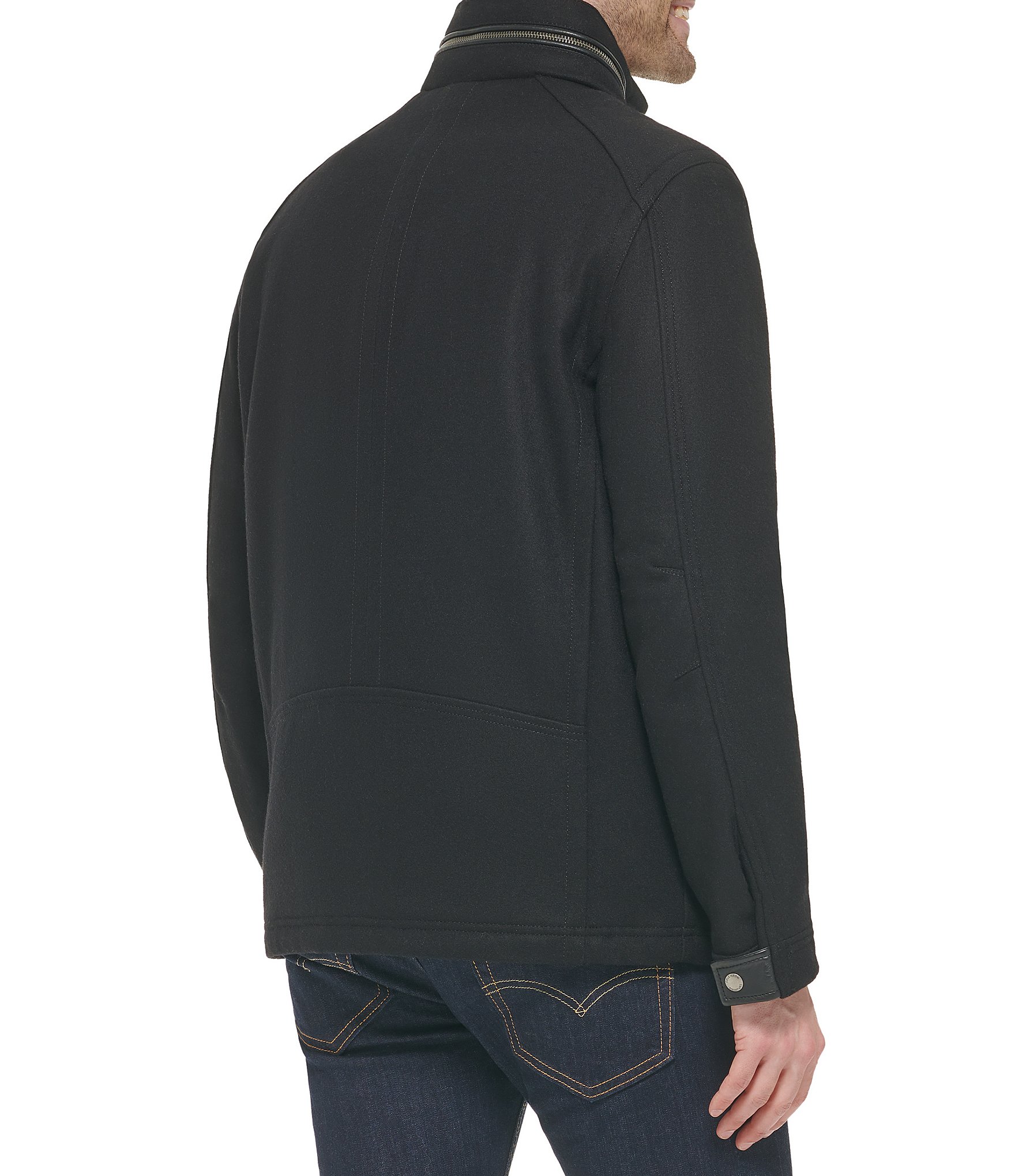 Cole Haan Melton Wool Blend Trucker Jacket