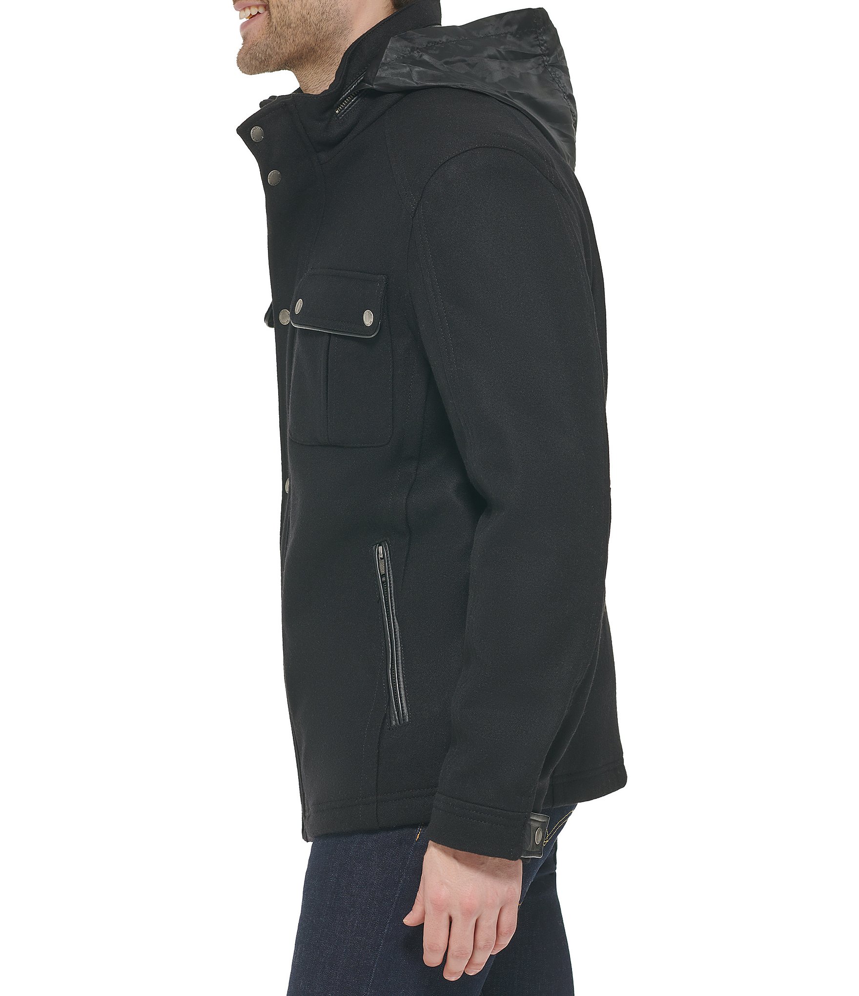 Cole Haan Melton Wool Blend Trucker Jacket