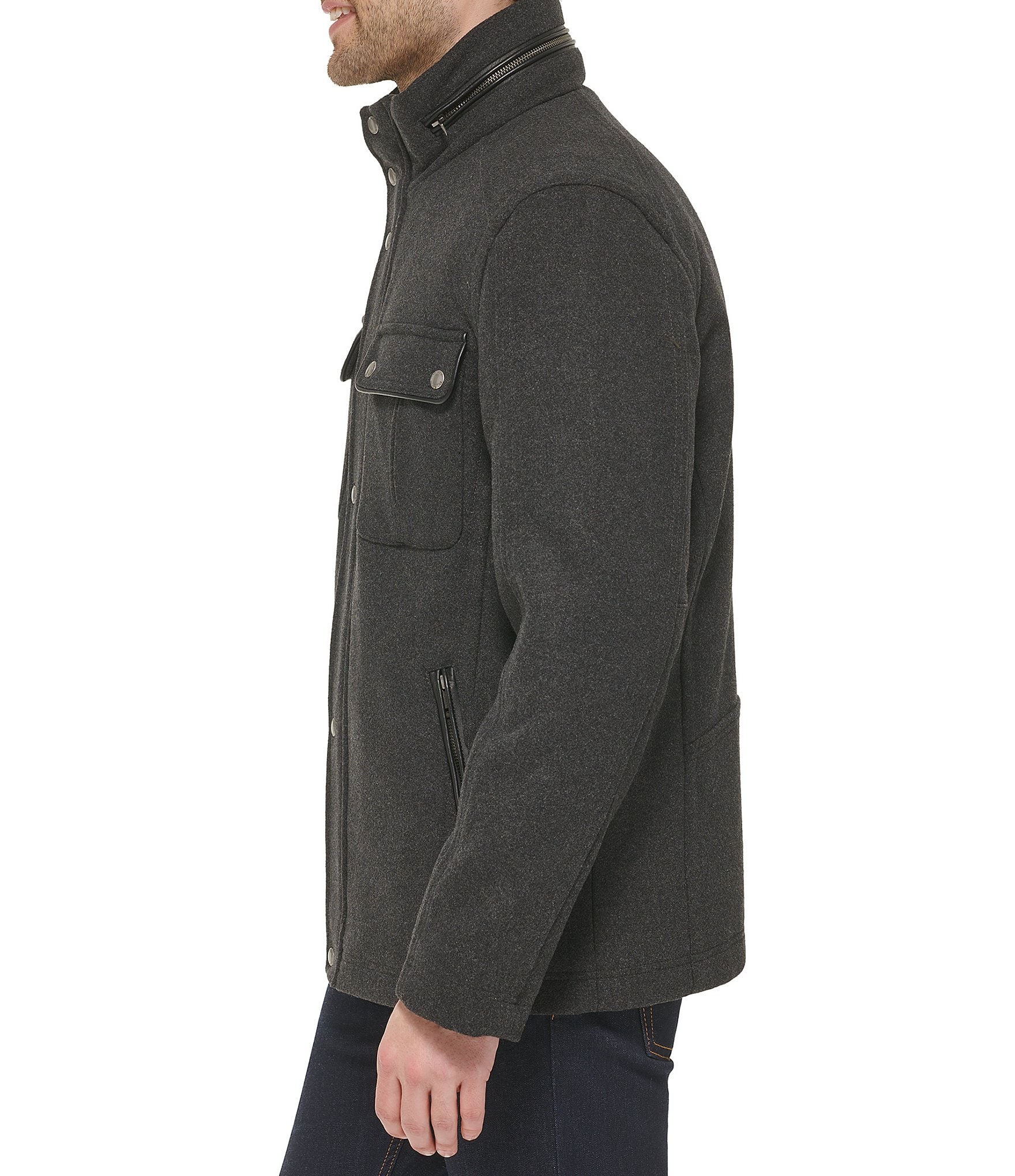 Cole Haan Melton Wool Blend Trucker Jacket
