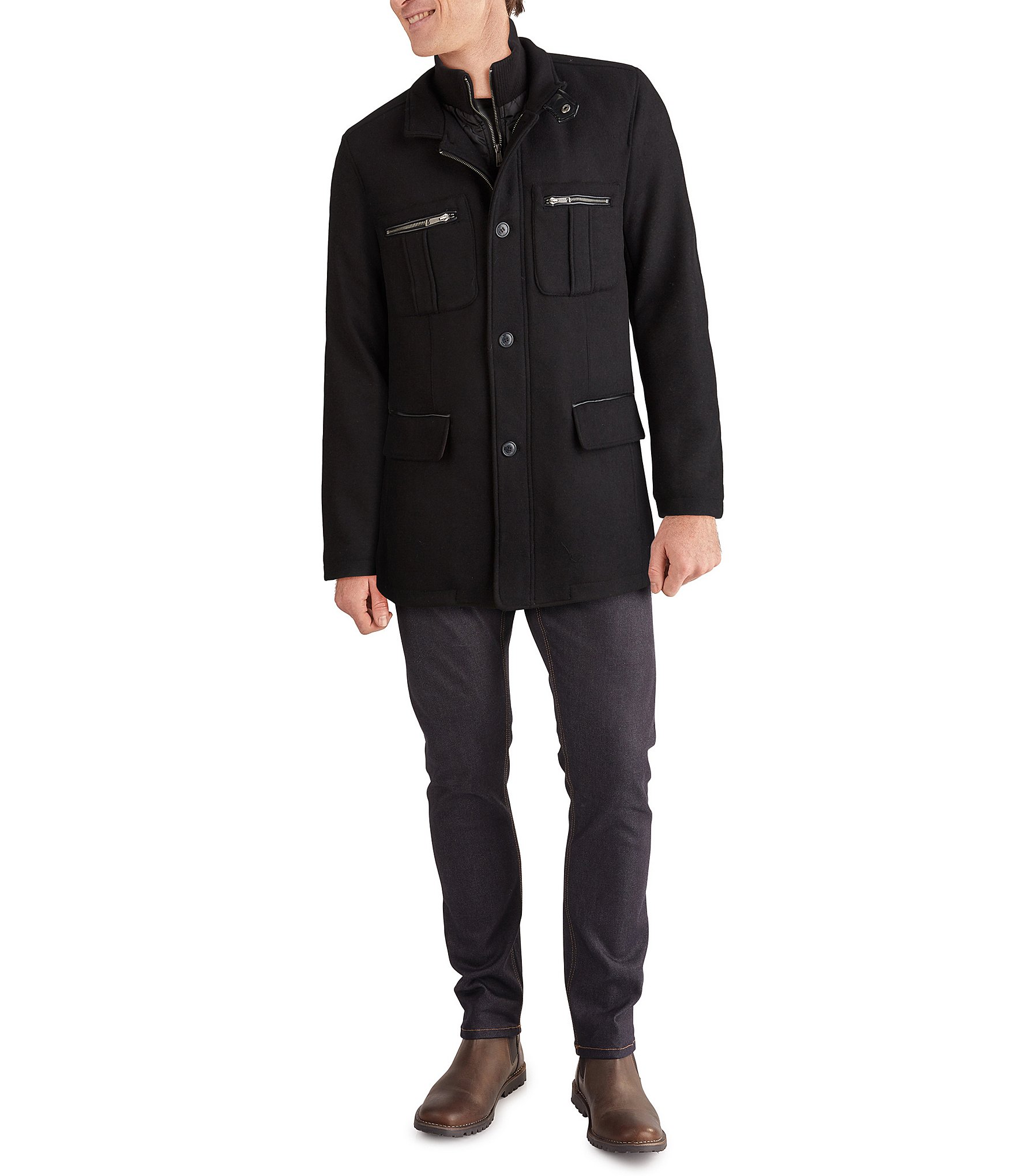 Cole Haan Melton Wool Car Coat
