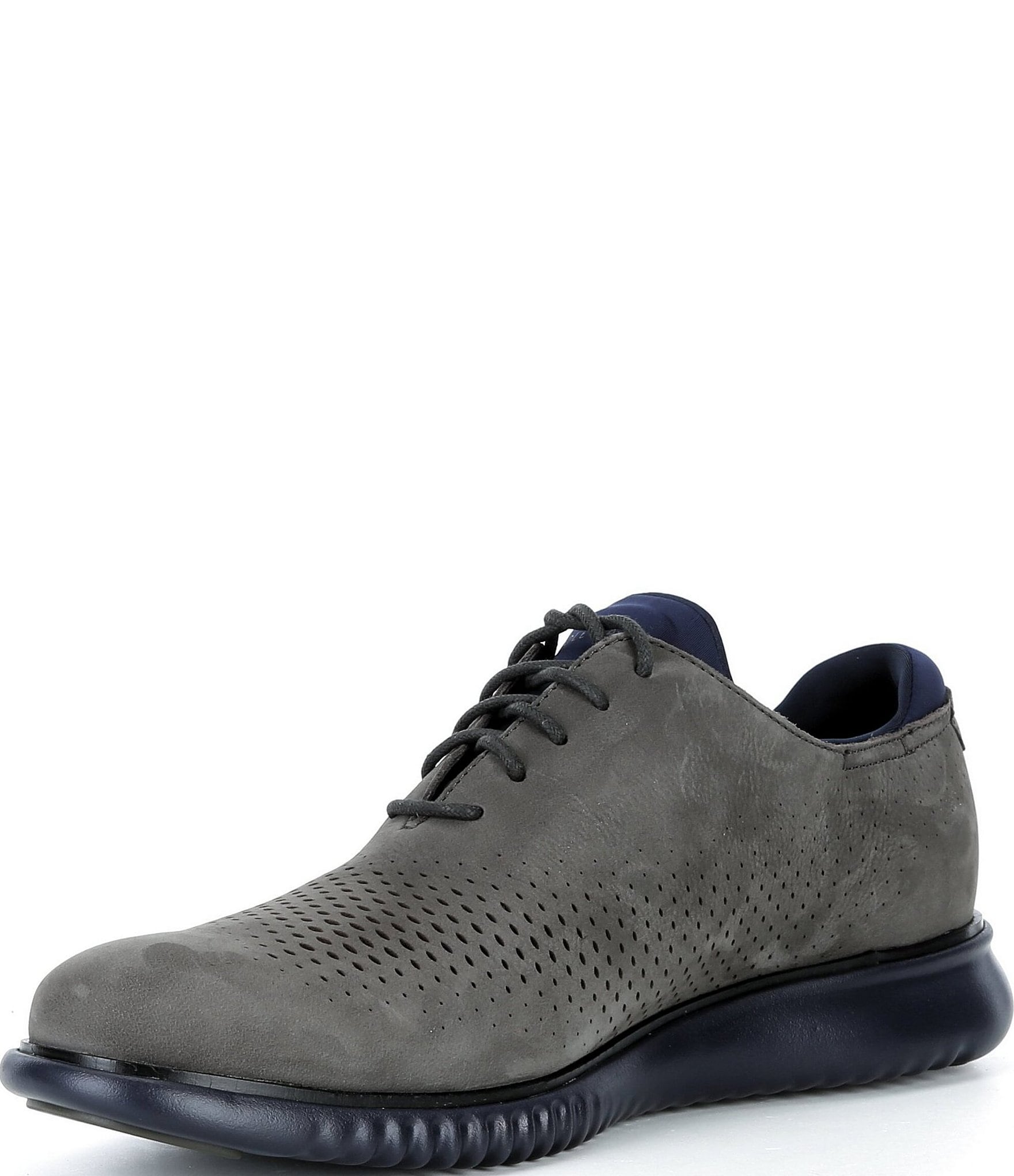 Cole Haan Men's 2.ZERØGRAND Perforated Nubuck Laser Wingtip Oxfords