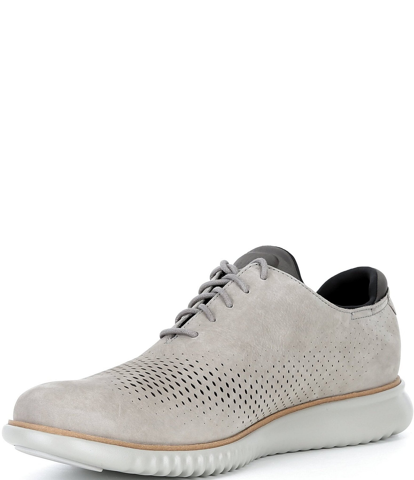 Cole Haan Men's 2.ZERØGRAND Perforated Nubuck Laser Wingtip Oxfords