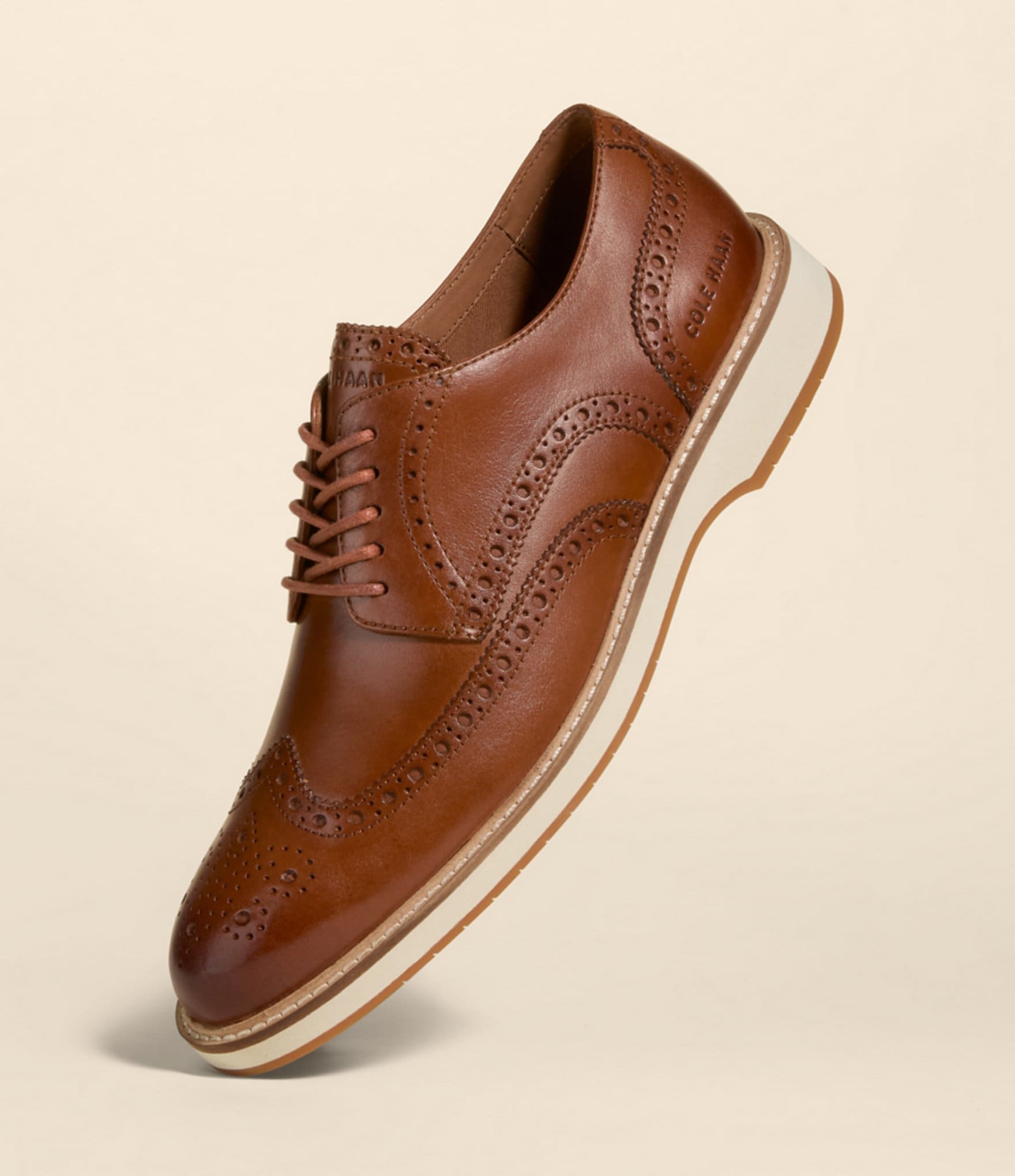 Cole Haan Men's Morse Grand Leather Brogue Detail Wingtip Oxfords