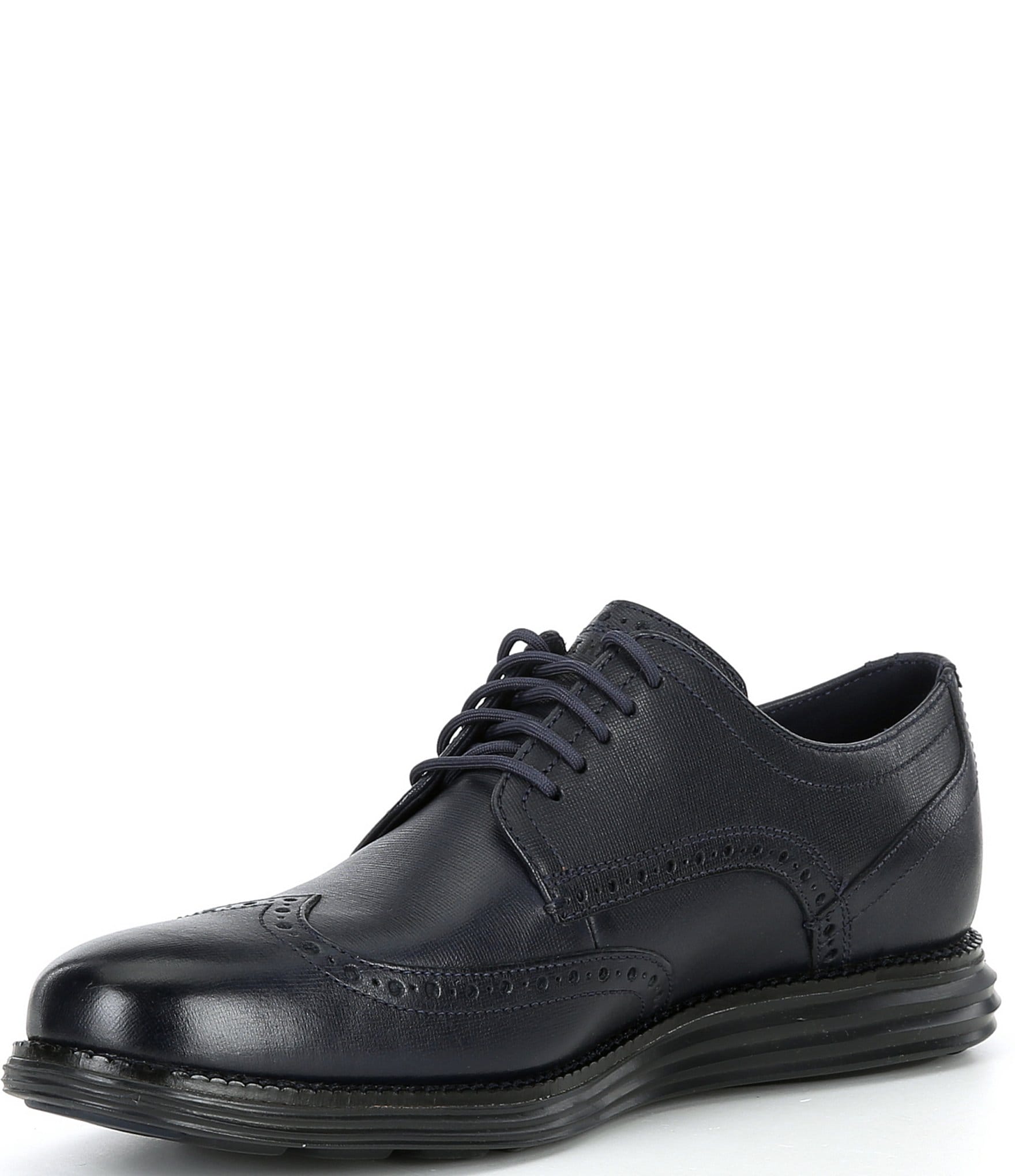 Cole Haan Men's ØriginalGrand Leather Wingtip Saffiano Leather Oxfords