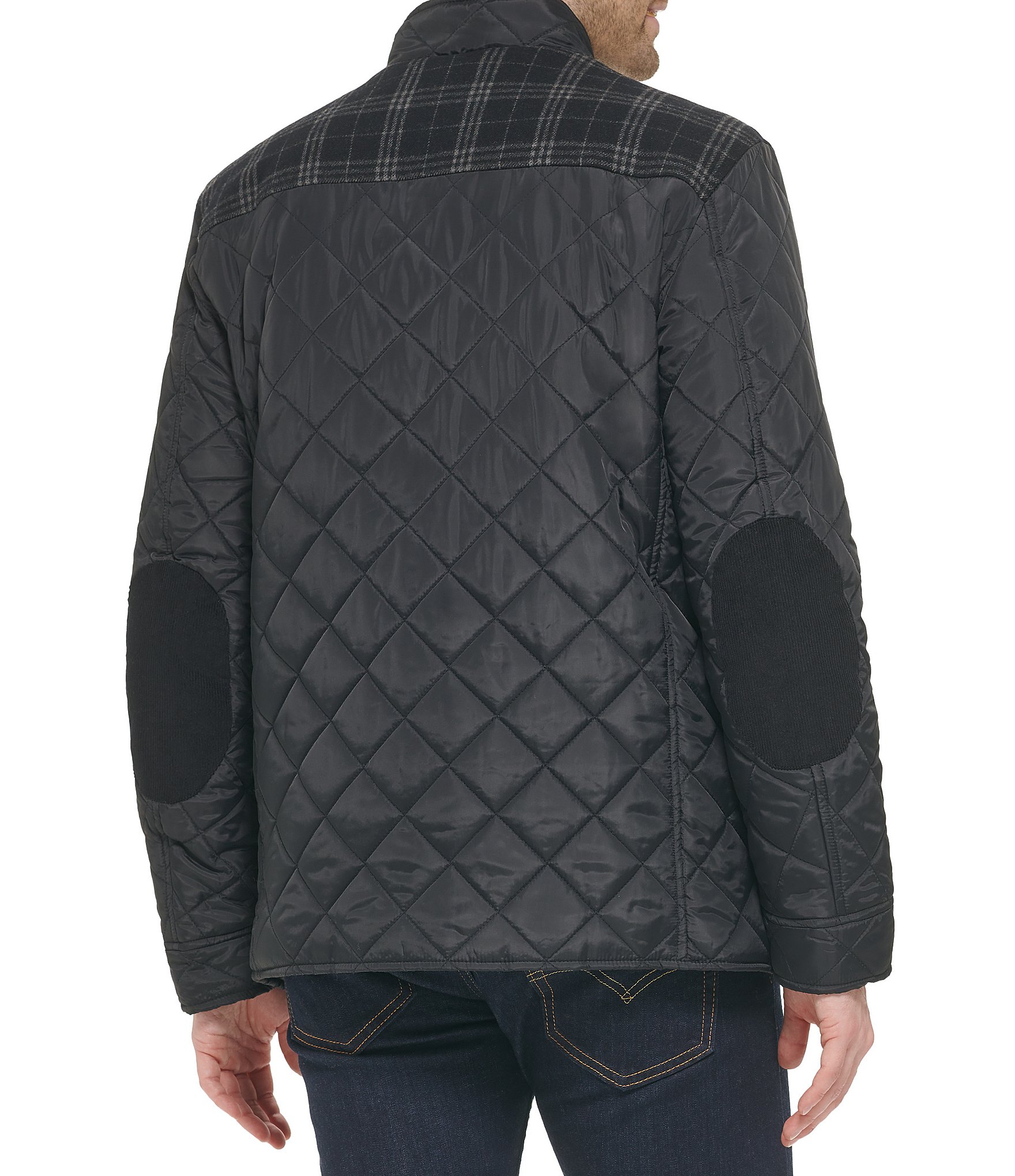 Cole Haan Mixed Media Diamond Quilted Wool Blend Jacket