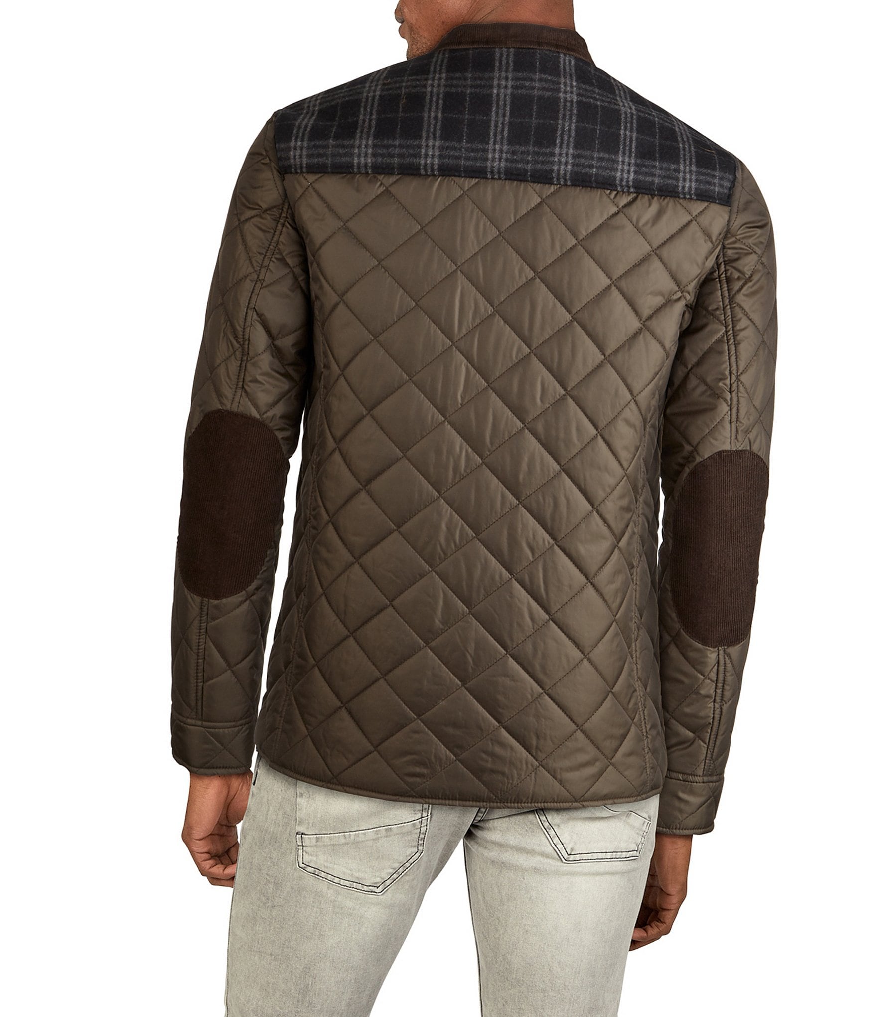Cole Haan Mixed Media Diamond Quilted Wool Blend Jacket