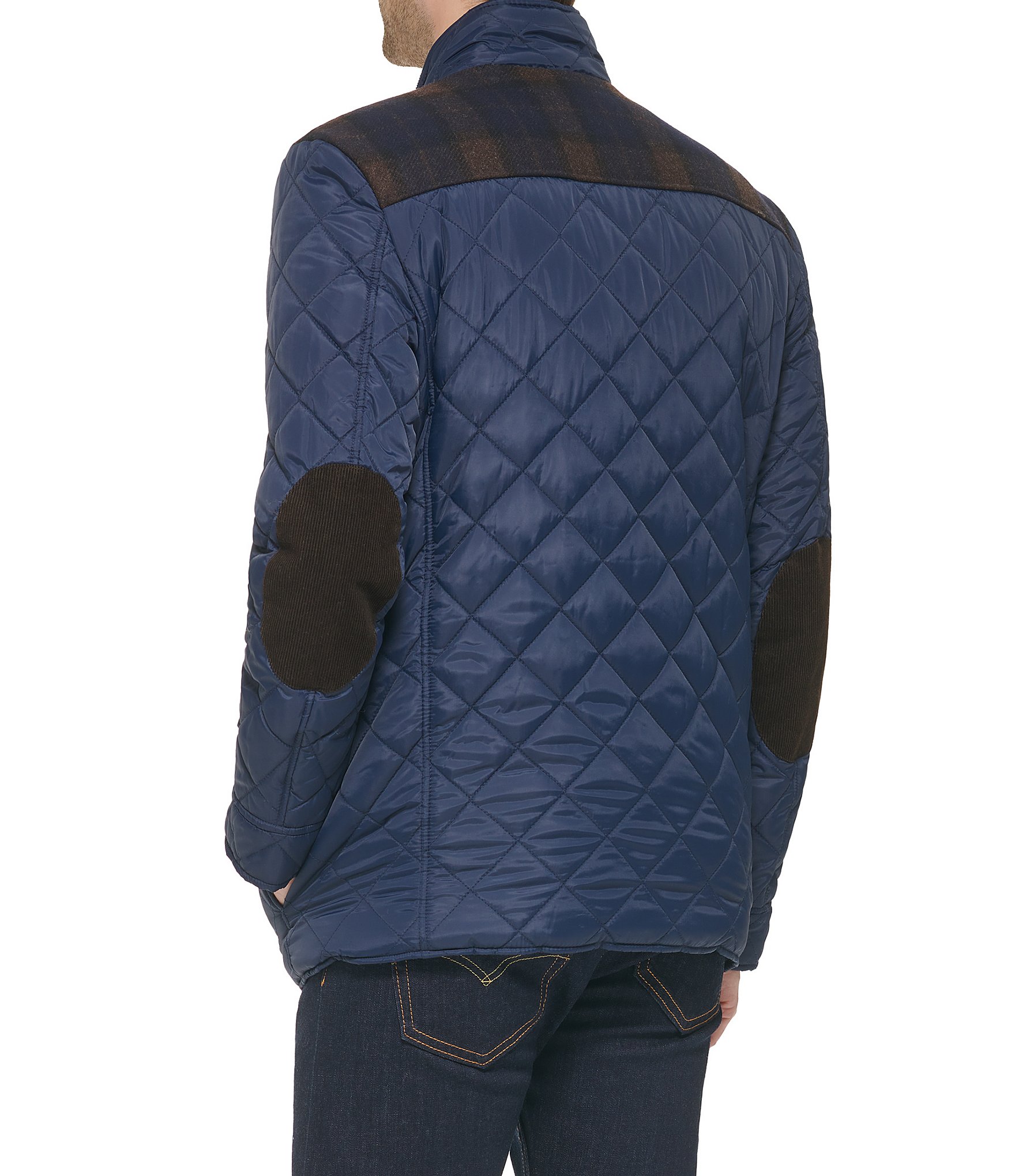 Cole Haan Mixed Media Diamond Quilted Wool Blend Jacket