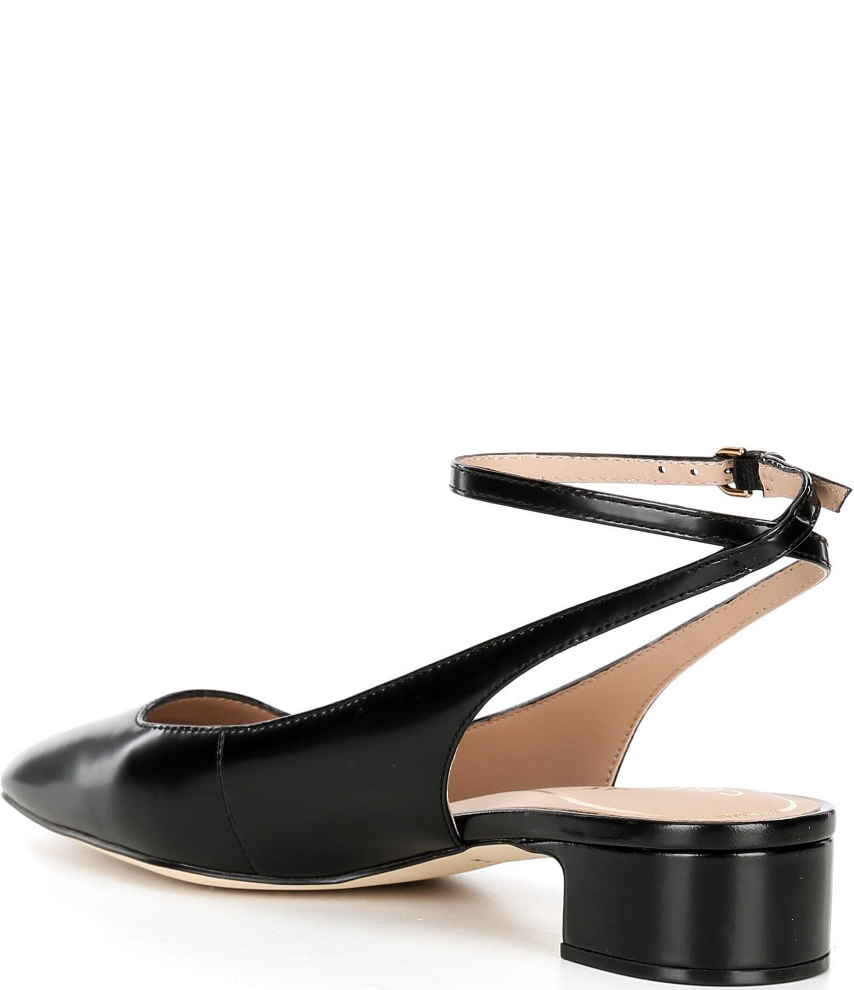 Cole Haan Paden Leather Block Heel Ankle Strap Pumps