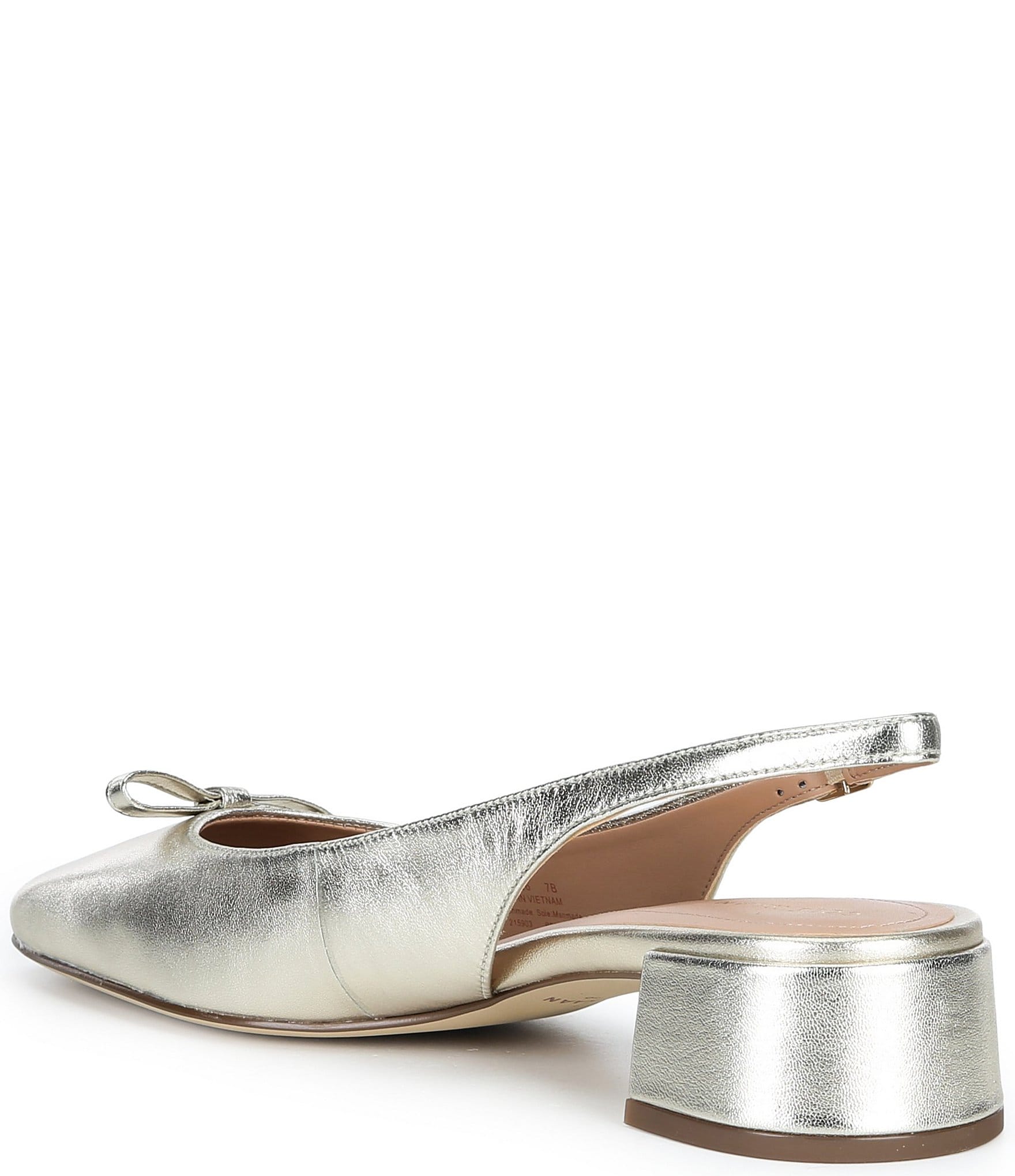 Cole Haan Patsy Metallic Leather Slingback Block Heel Bow Pumps
