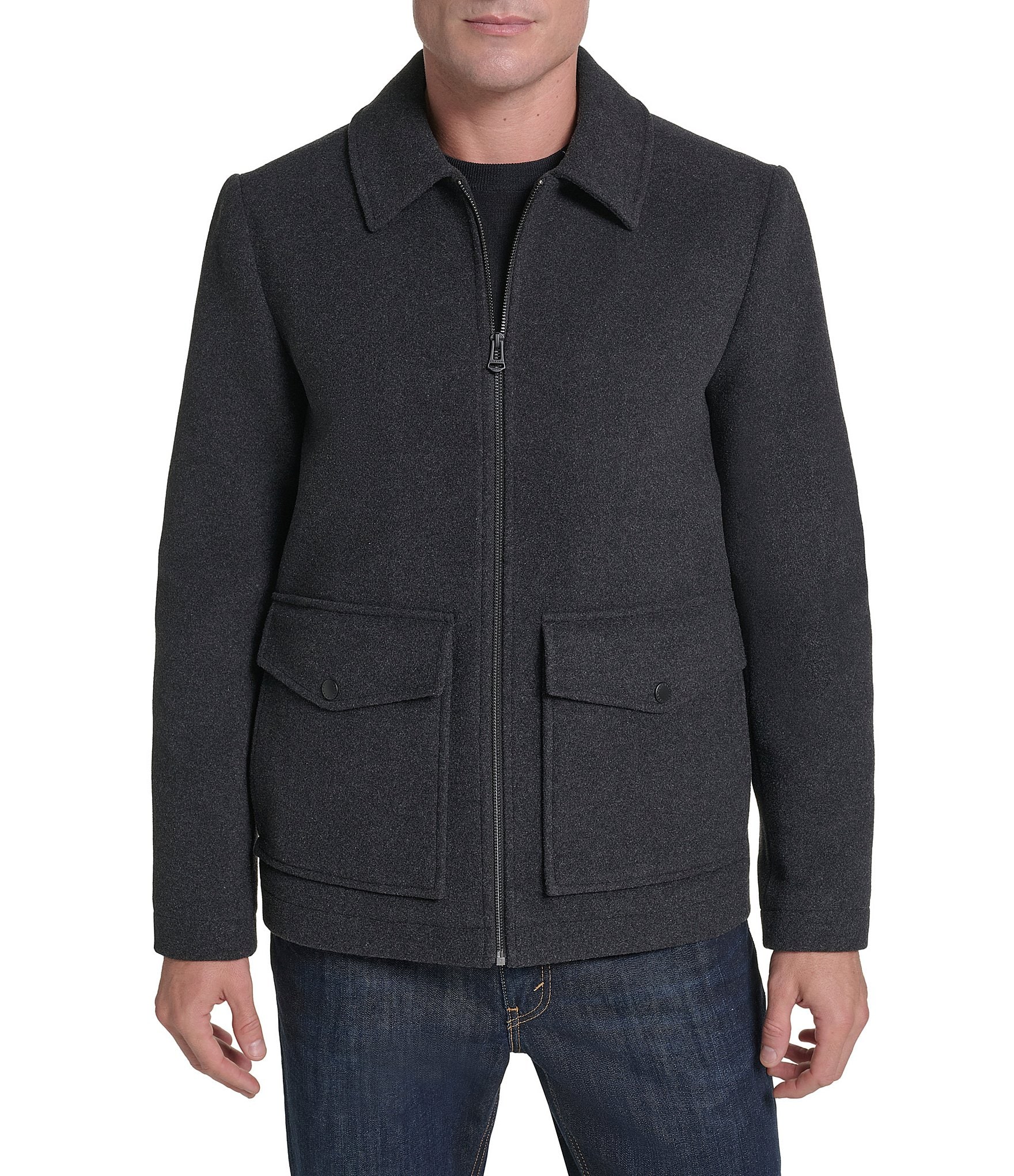 Cole Haan Shirt Collar Plush Wool Jacket