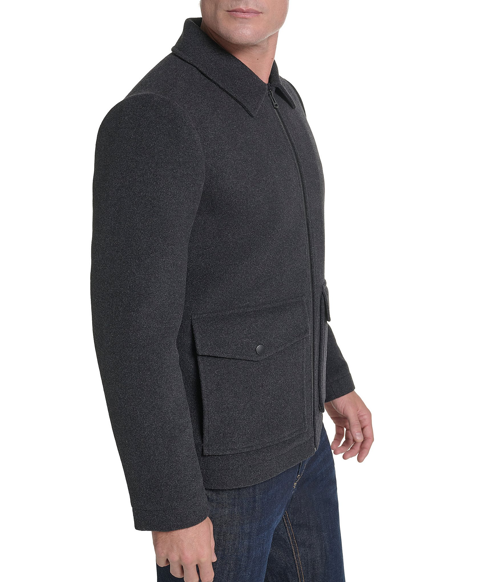 Cole Haan Shirt Collar Plush Wool Jacket