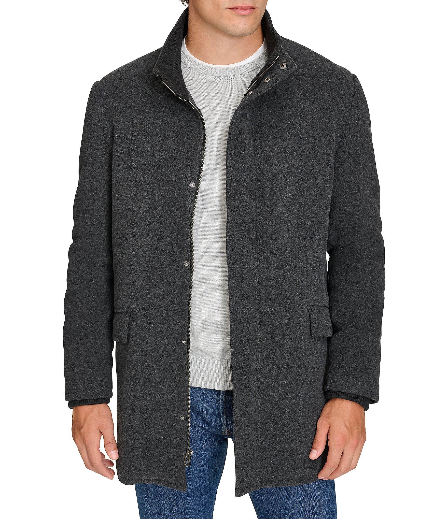 Cole Haan Wool Blend Plush Solid Coat