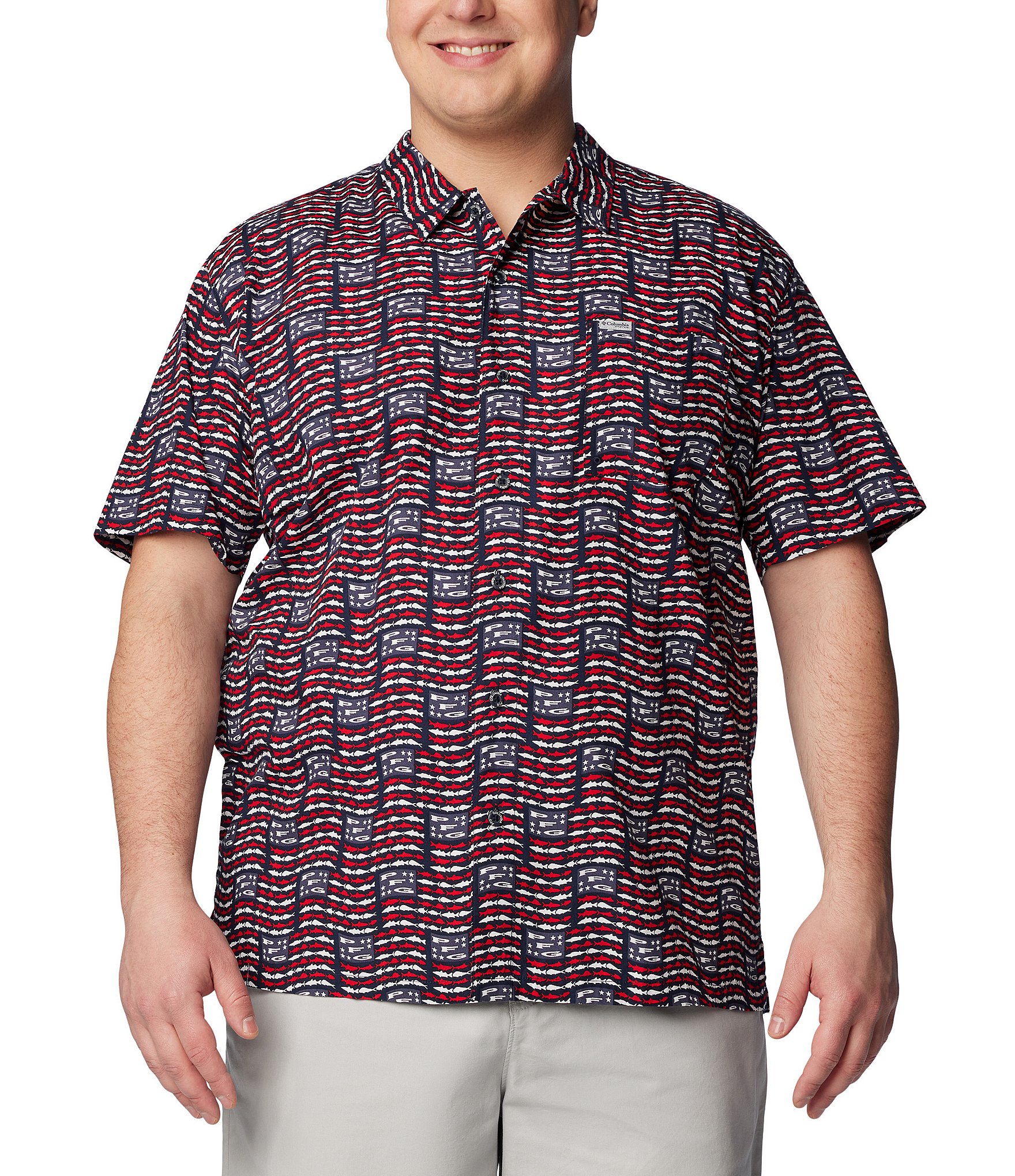 Columbia Big & Tall Trollers Best™ Short Sleeve PFG Banner Woven Shirt