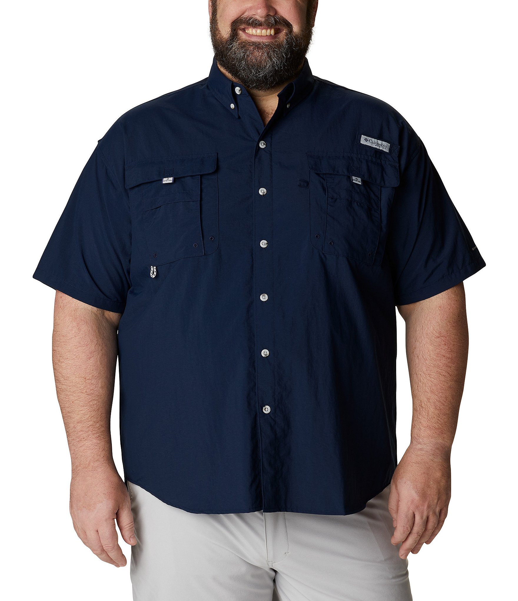 Columbia PFG Big & Tall Bahama II Solid Short-Sleeve Woven Shirt