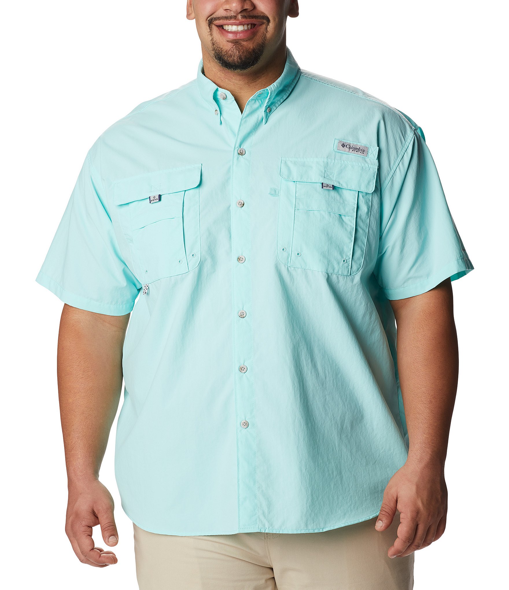 Columbia PFG Big & Tall Bahama II Solid Short-Sleeve Woven Shirt