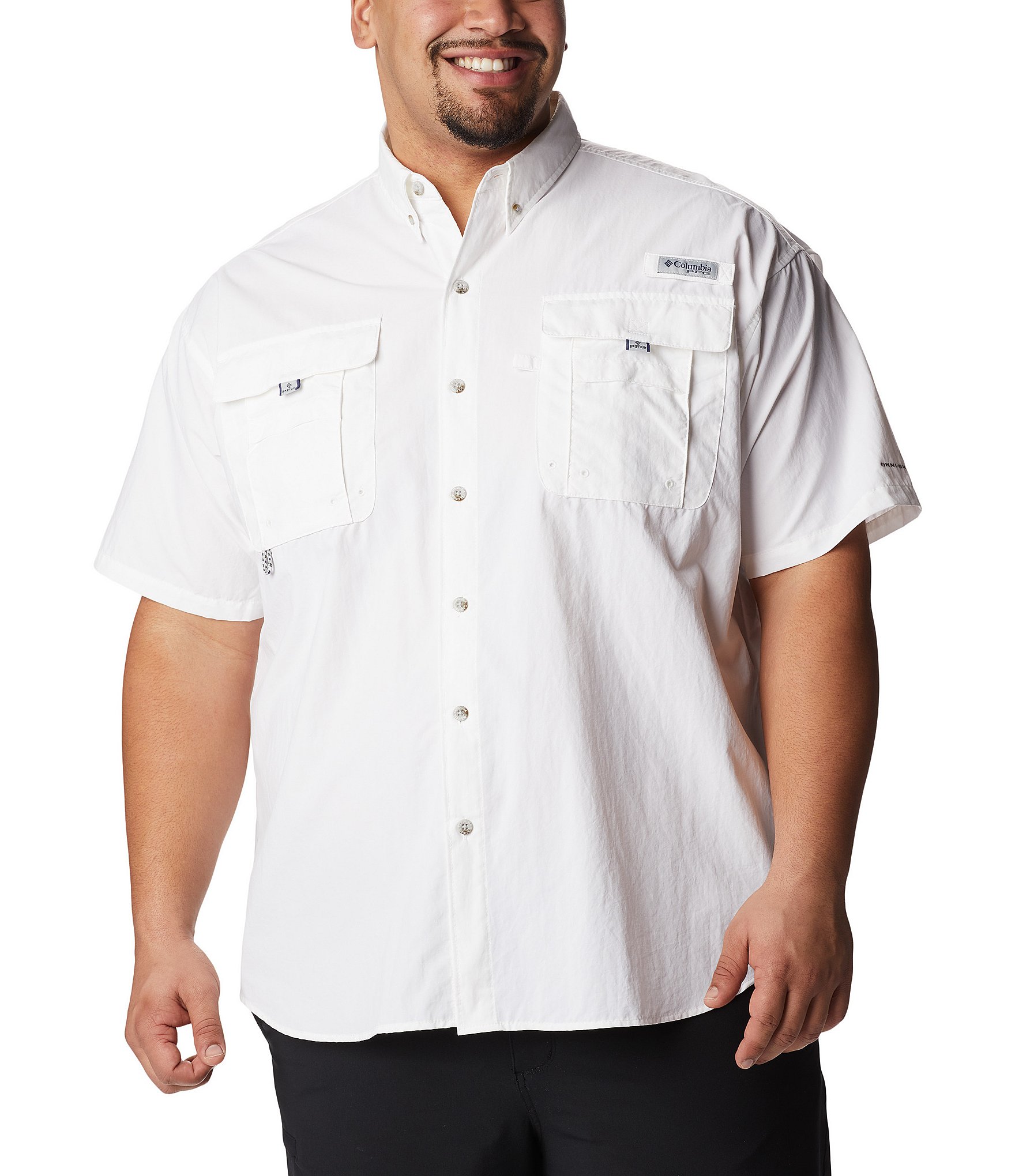 Columbia PFG Big & Tall Bahama II Solid Short-Sleeve Woven Shirt