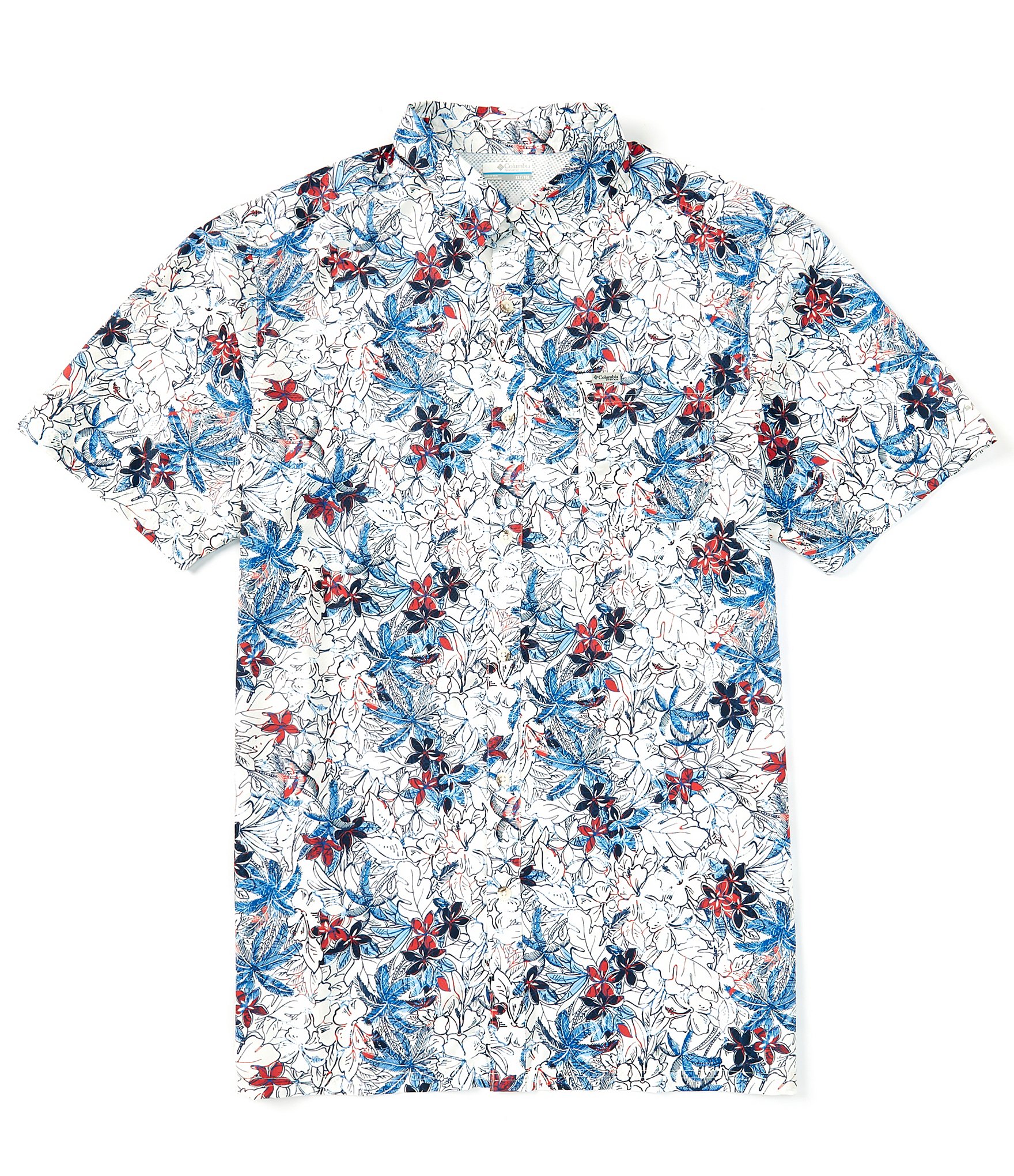 Columbia PFG Big & Tall Super Slack Tide™ Short Sleeve Camp Floral Palmeria Shirt