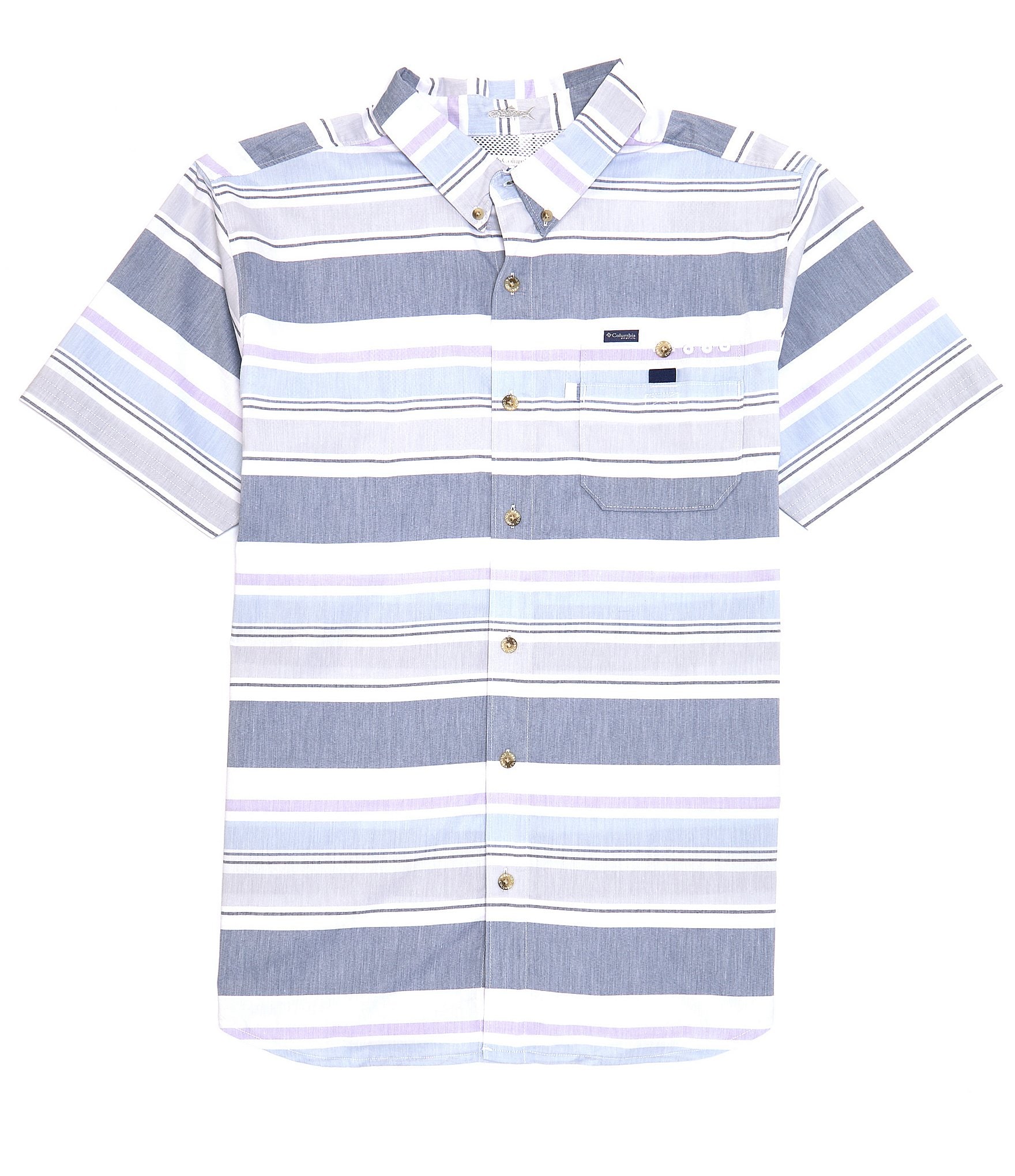 Columbia PFG Super Bonefish Stripe Short Sleeve Woven Shirt | Dillard's