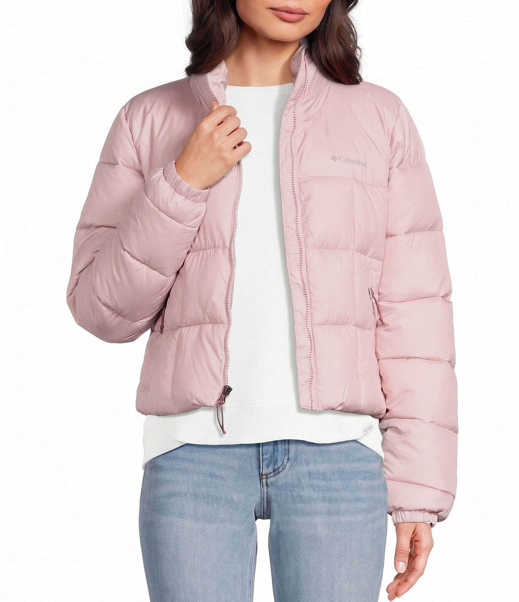 Columbia Puffect III Stand Collar Zip Front Quilt Cropped Jacket
