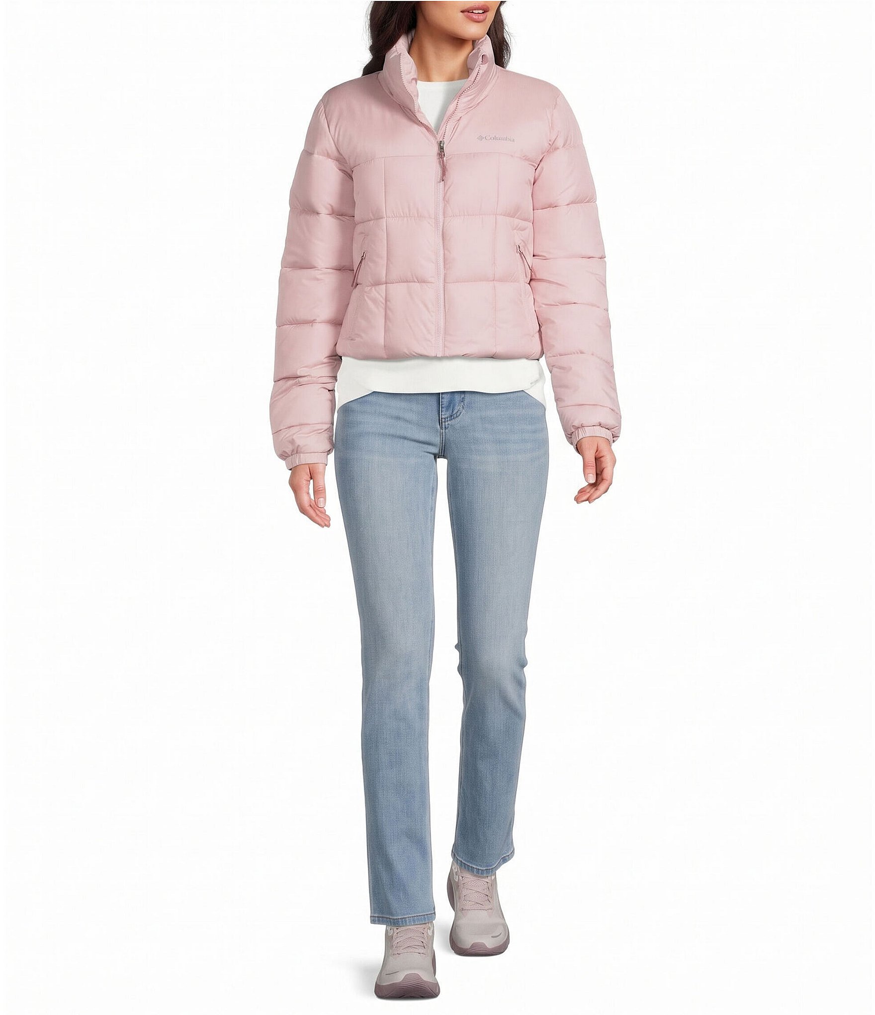Columbia Puffect III Stand Collar Zip Front Quilt Cropped Jacket