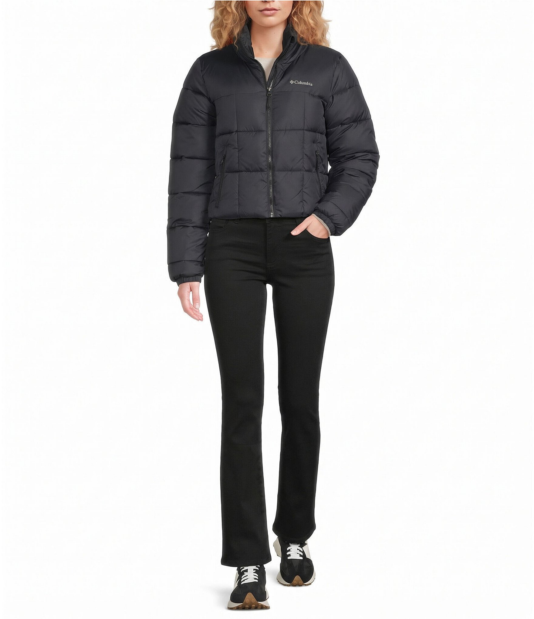Columbia Puffect III Stand Collar Zip Front Quilt Cropped Jacket