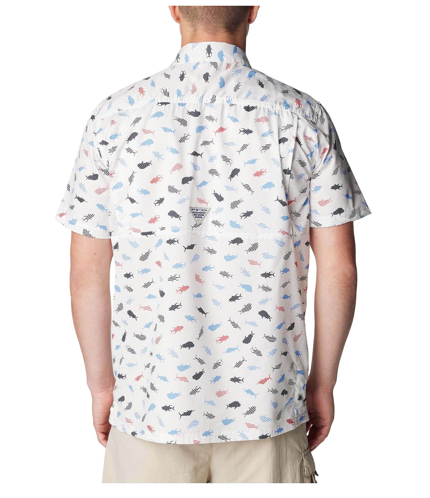 Columbia Super Slack Tide™ Short Sleeve Fish Printed Woven Camp Shirt