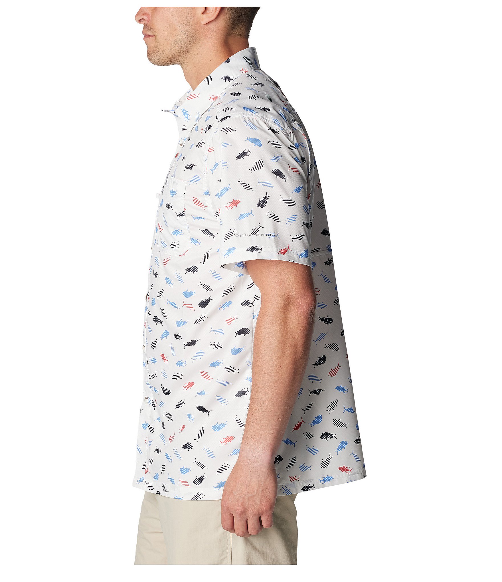 Columbia Super Slack Tide™ Short Sleeve Fish Printed Woven Camp Shirt