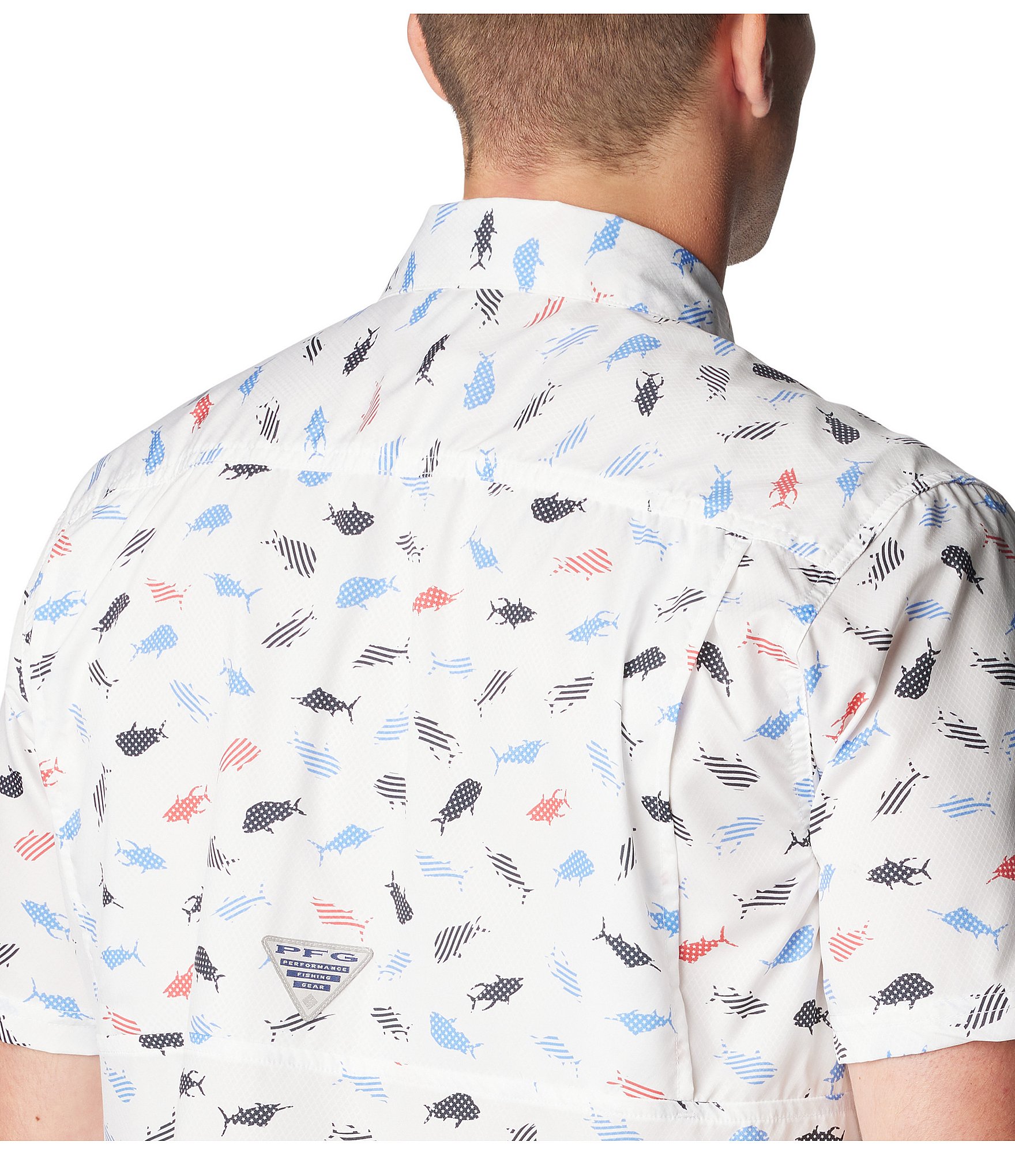 Columbia Super Slack Tide™ Short Sleeve Fish Printed Woven Camp Shirt