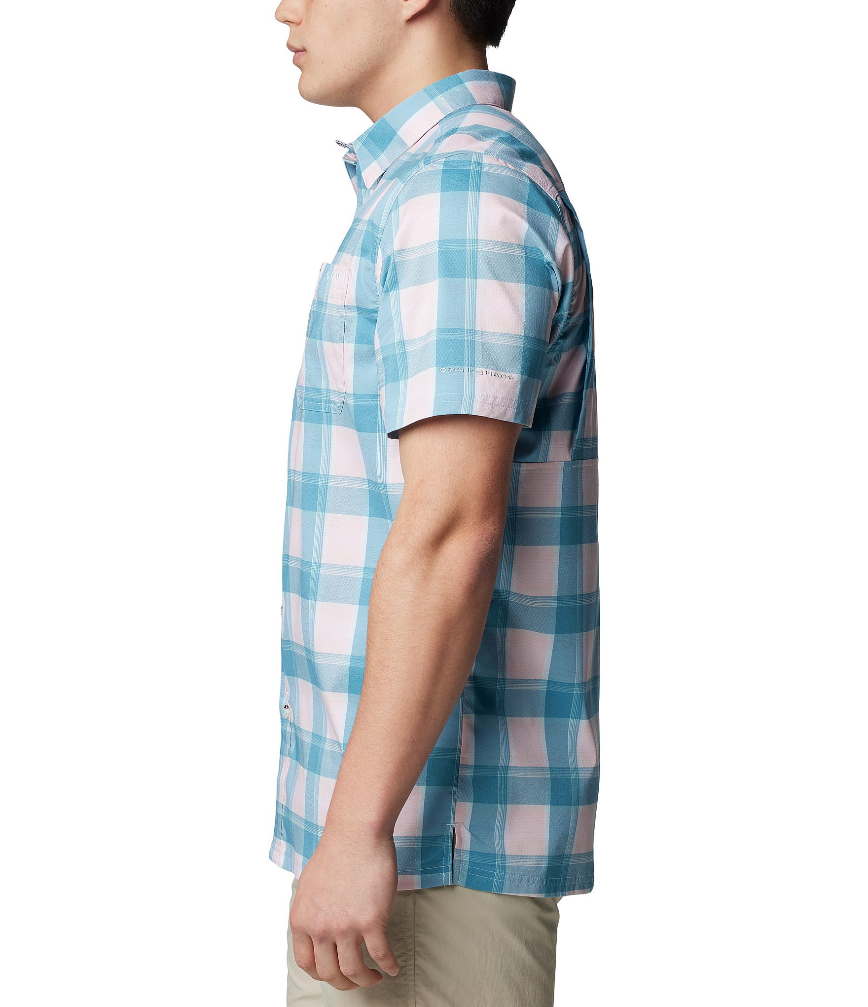 Columbia Super Slack Tide™ Short Sleeve Ombre Checked Woven Camp Shirt