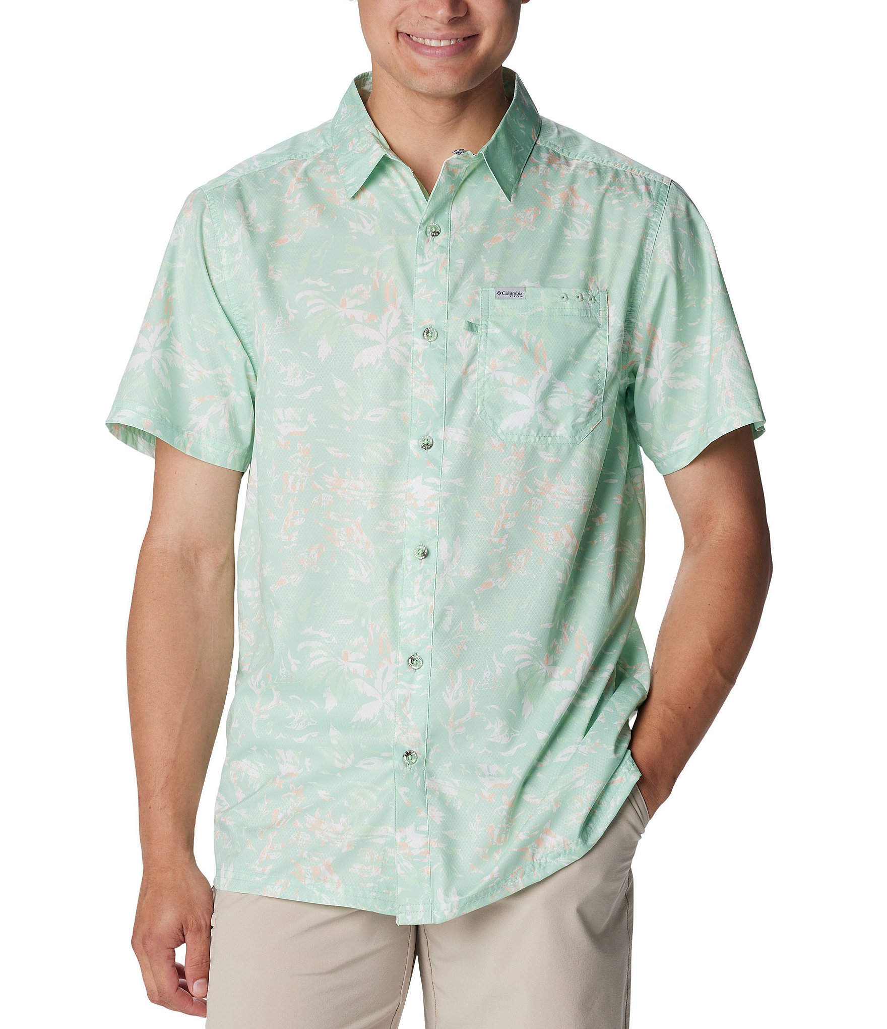 Columbia Super Slack Tide™ Short Sleeve Printed Woven Camp Shirt