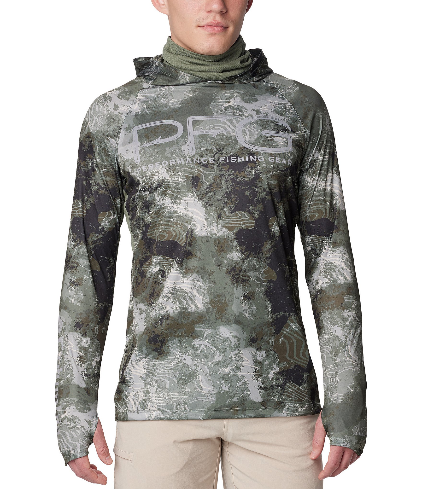 Columbia Super Terminal Tackle Vent Long Sleeve Camouflage Hoodie - XL