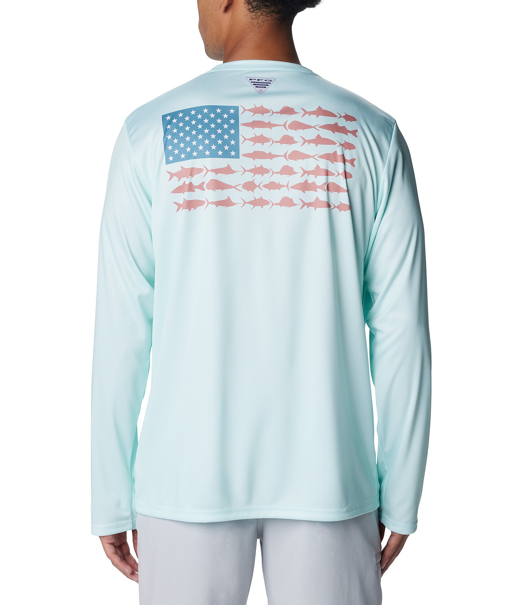 Columbia Men's Terminal Tackle PFG Fish Flag Long Sleeve Shirt Icy Morn 2x