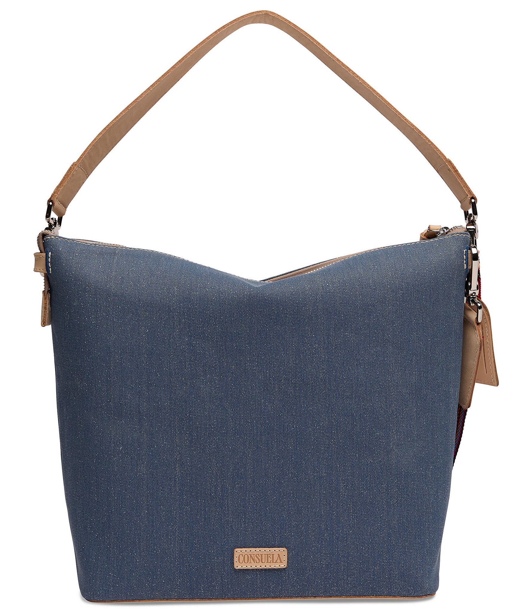 Consuela Arlo Embroidered Gem Denim Hobo Bag