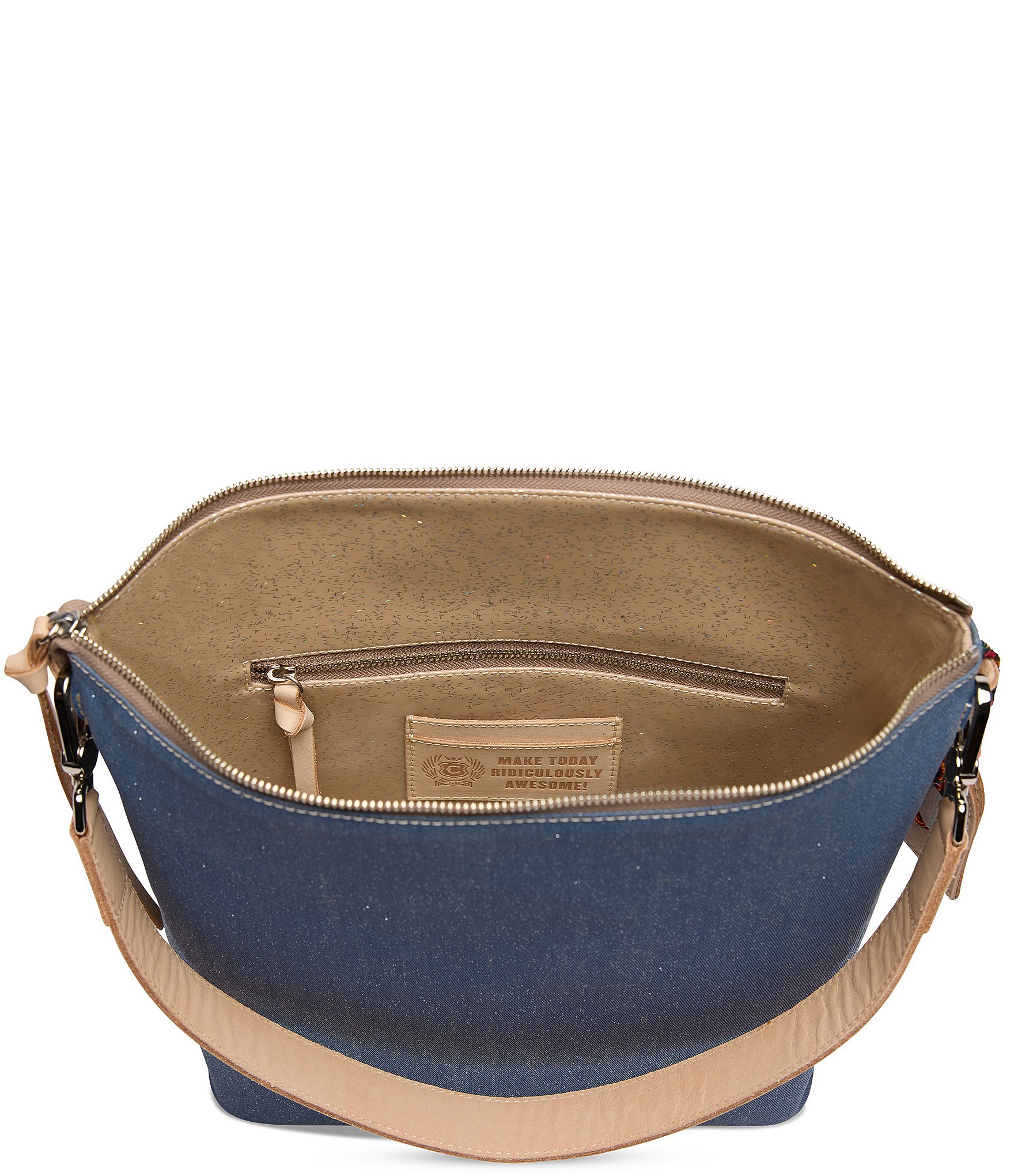 Consuela Arlo Embroidered Gem Denim Hobo Bag