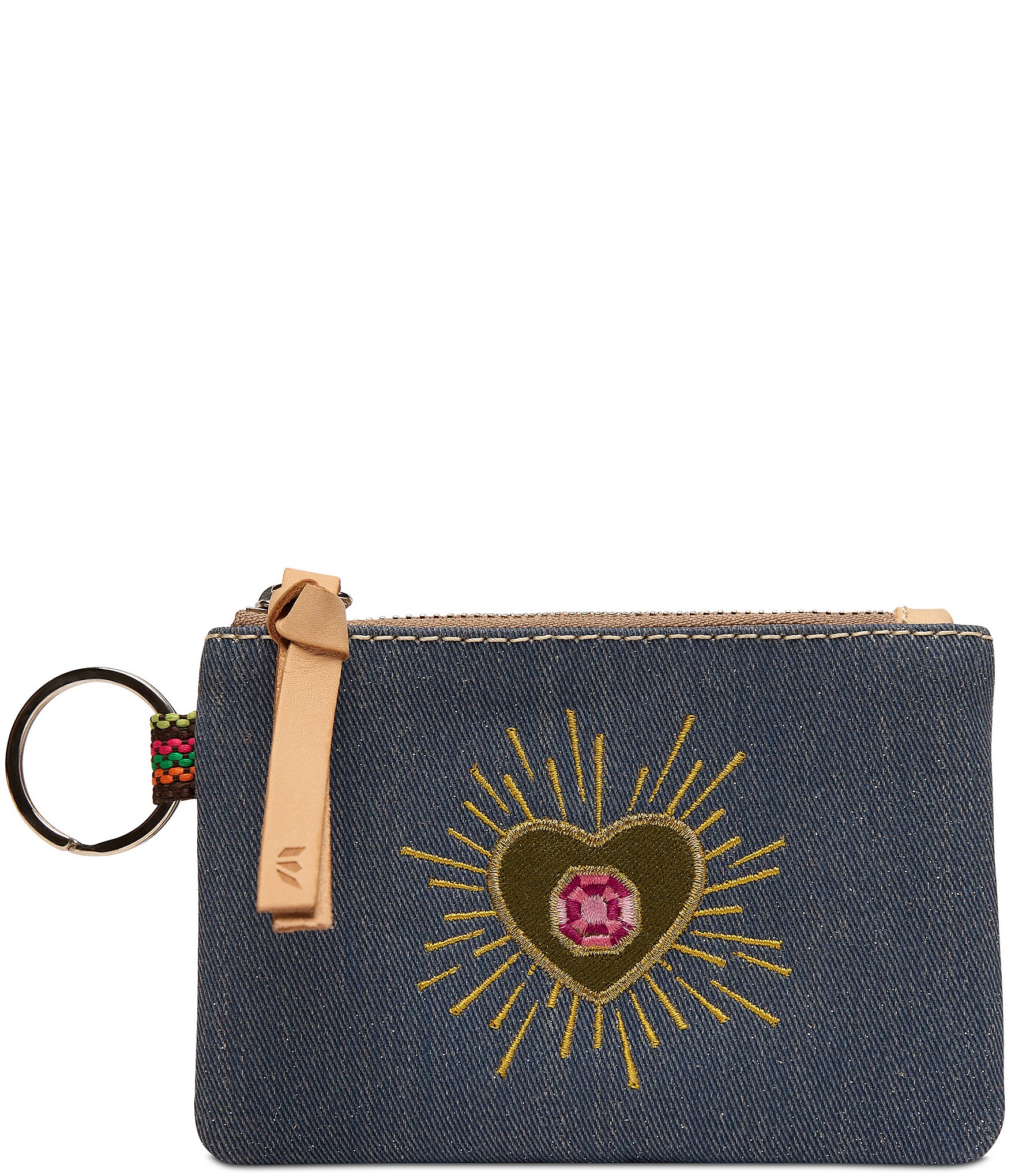 Consuela Arlo Embroidered Gem Denim Pouch