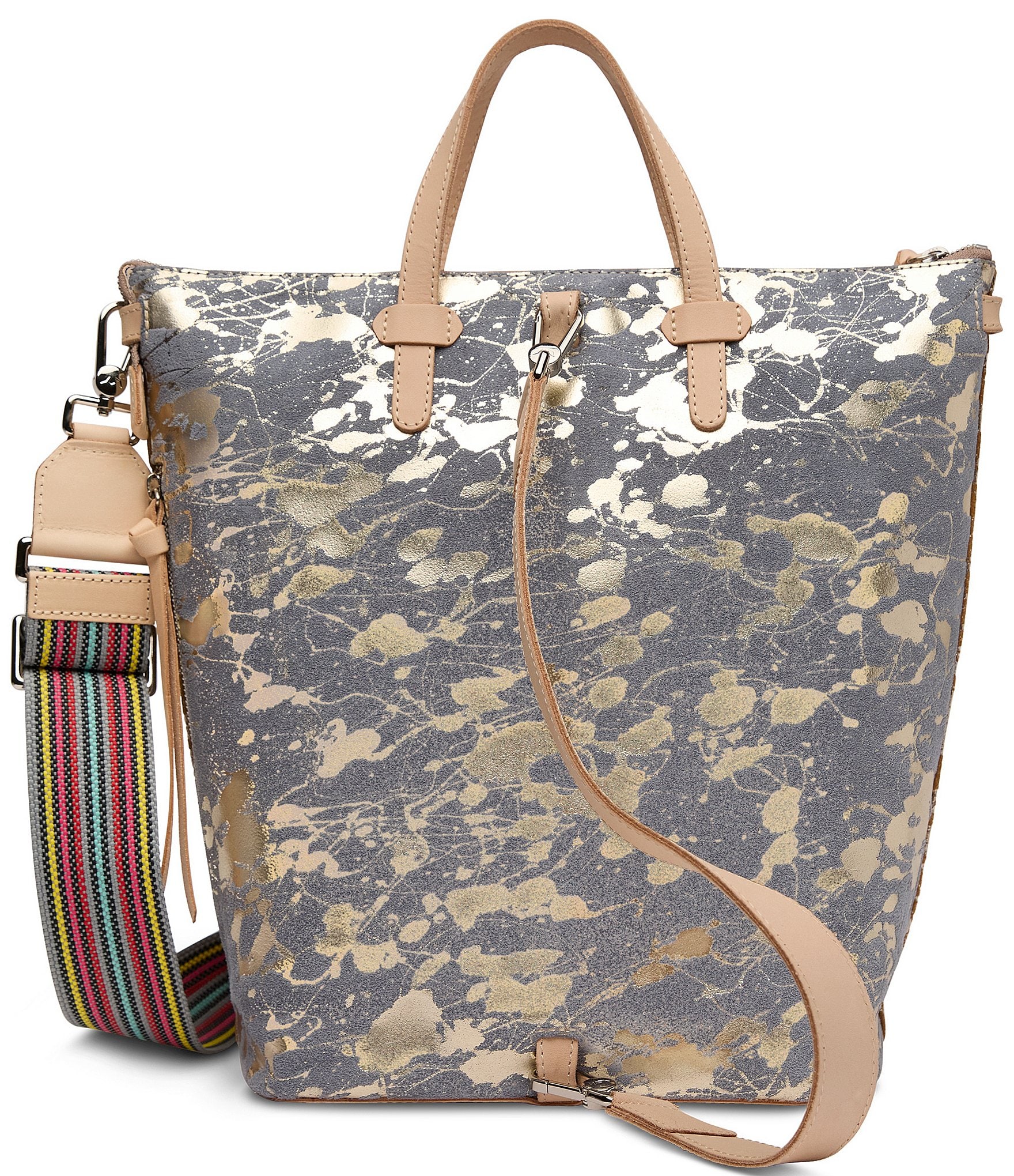 Consuela Beau Metallic Splattered Suede Sling Backpack