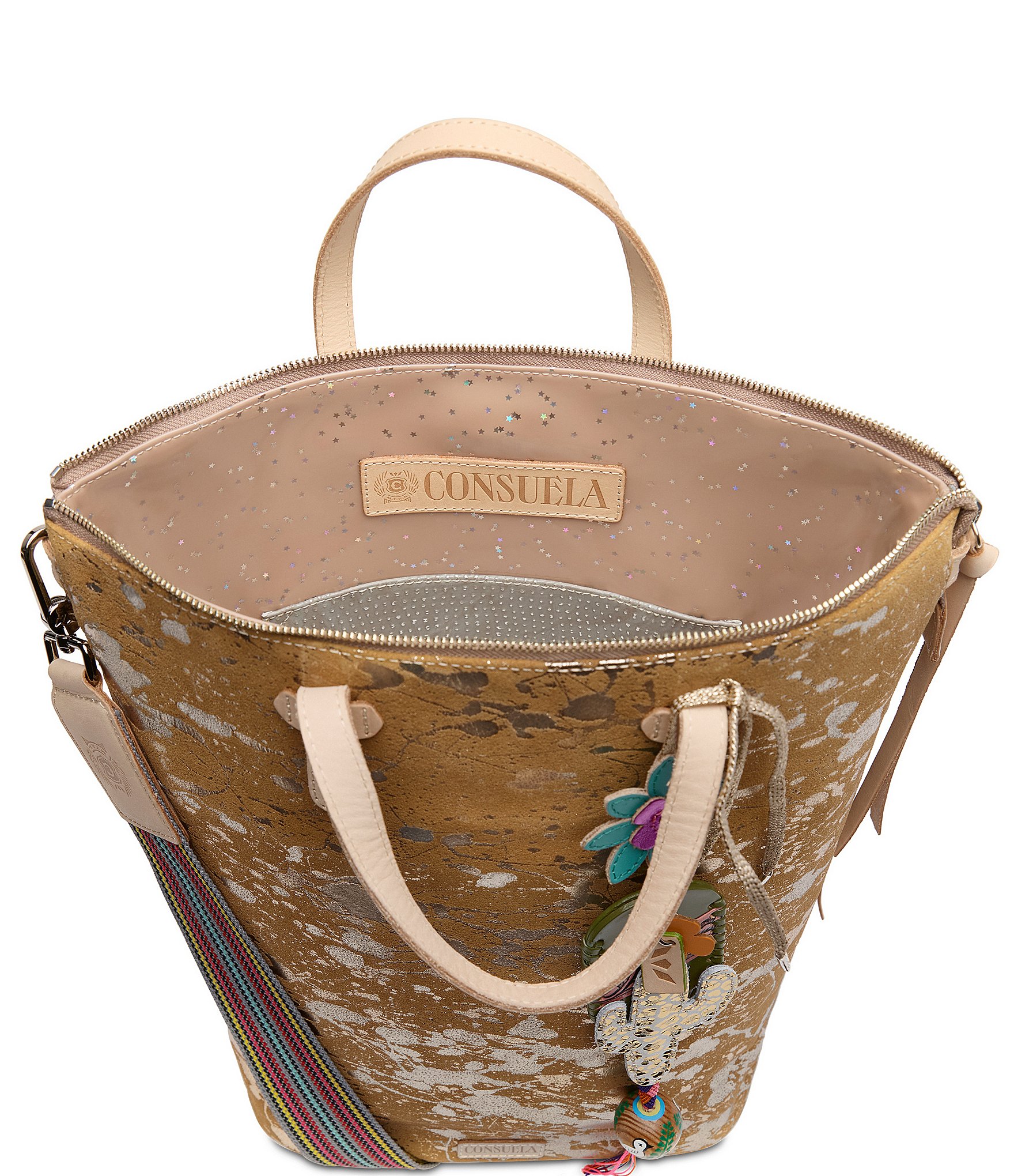 Consuela Beau Metallic Splattered Suede Sling Backpack