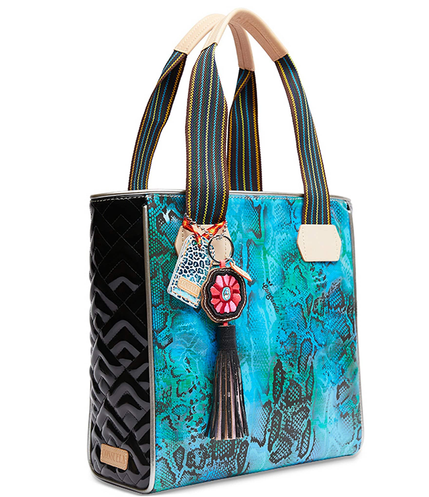 Consuela Cade Classic Blue Snake Skin Tote Bag