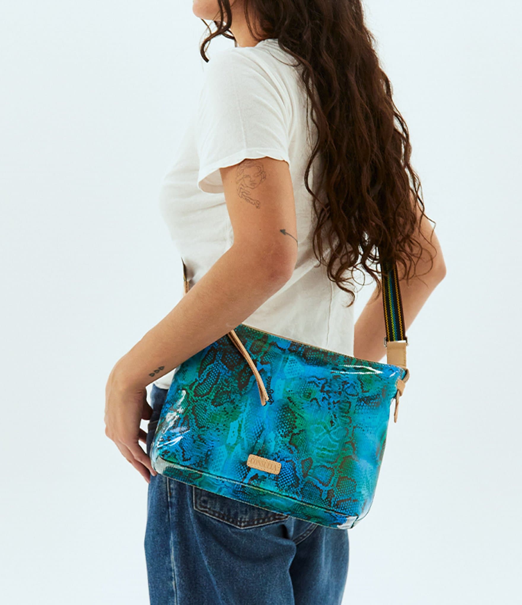 Consuela Cade Downtown Blue Snake Print Crossbody Bag