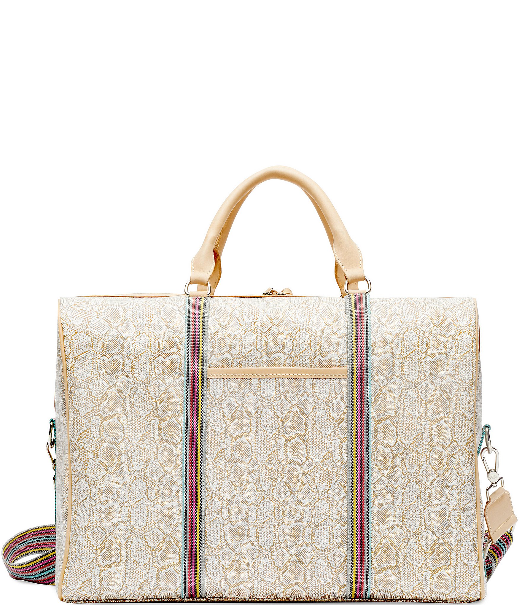 Consuela Embossed Snake Print Clay Jet Setter Duffle Bag