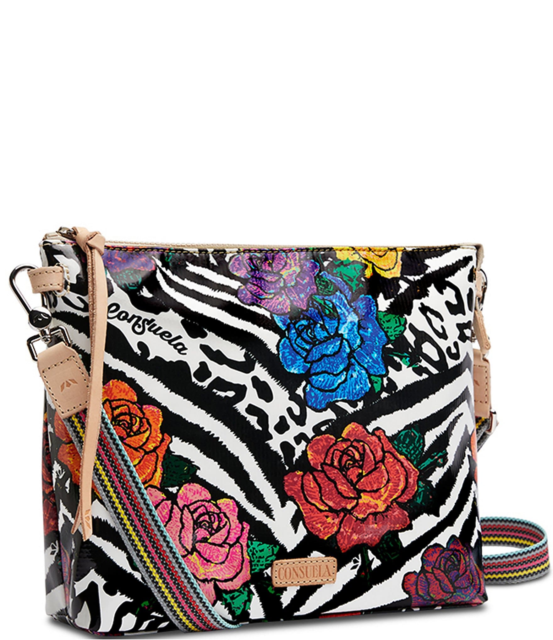 Consuela Floral and Zebra Print Carla Downtown Crossbody Bag