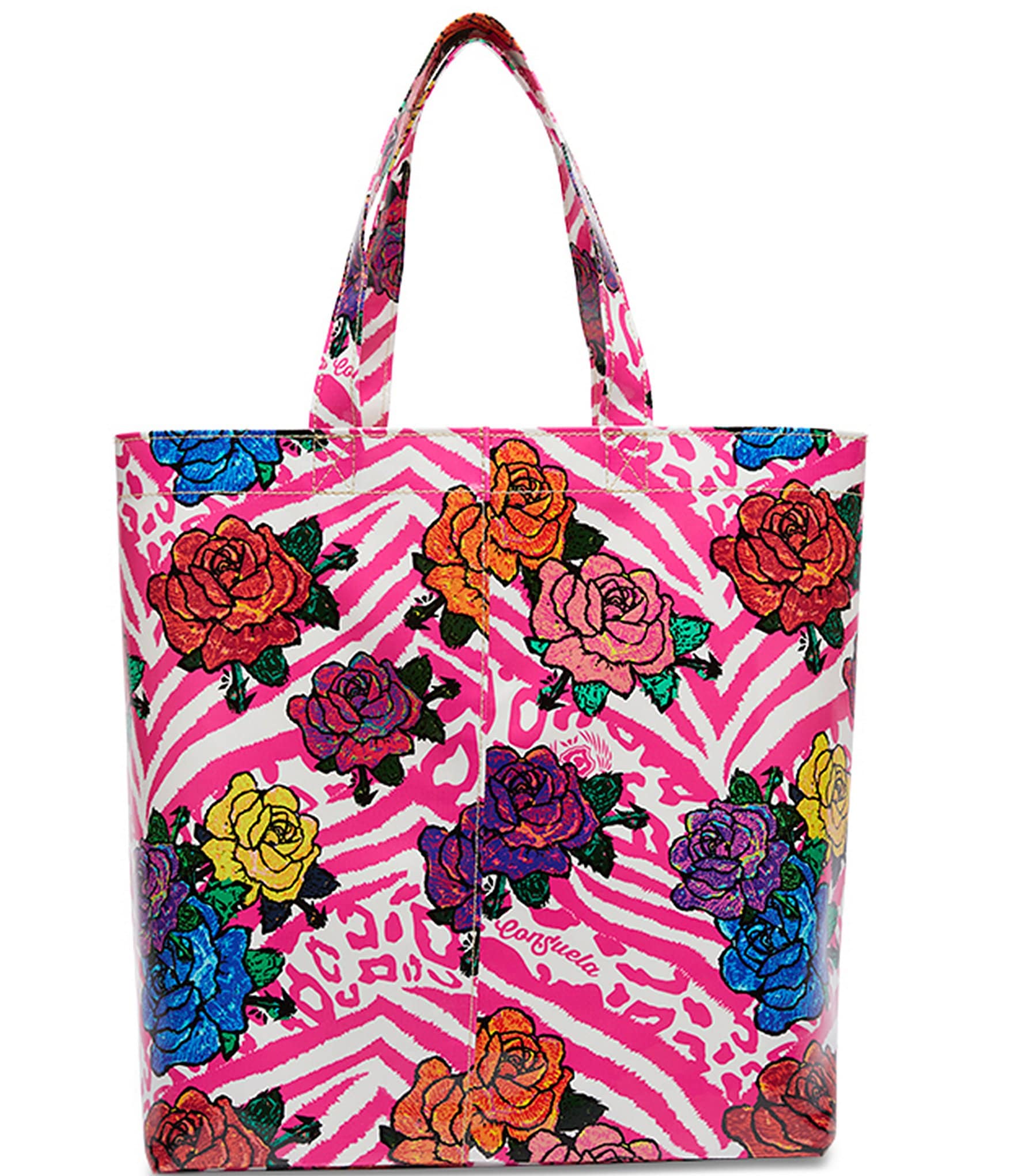 Consuela Frutti Grab-n-go Floral and Pink Zebra Print Basic Tote Bag