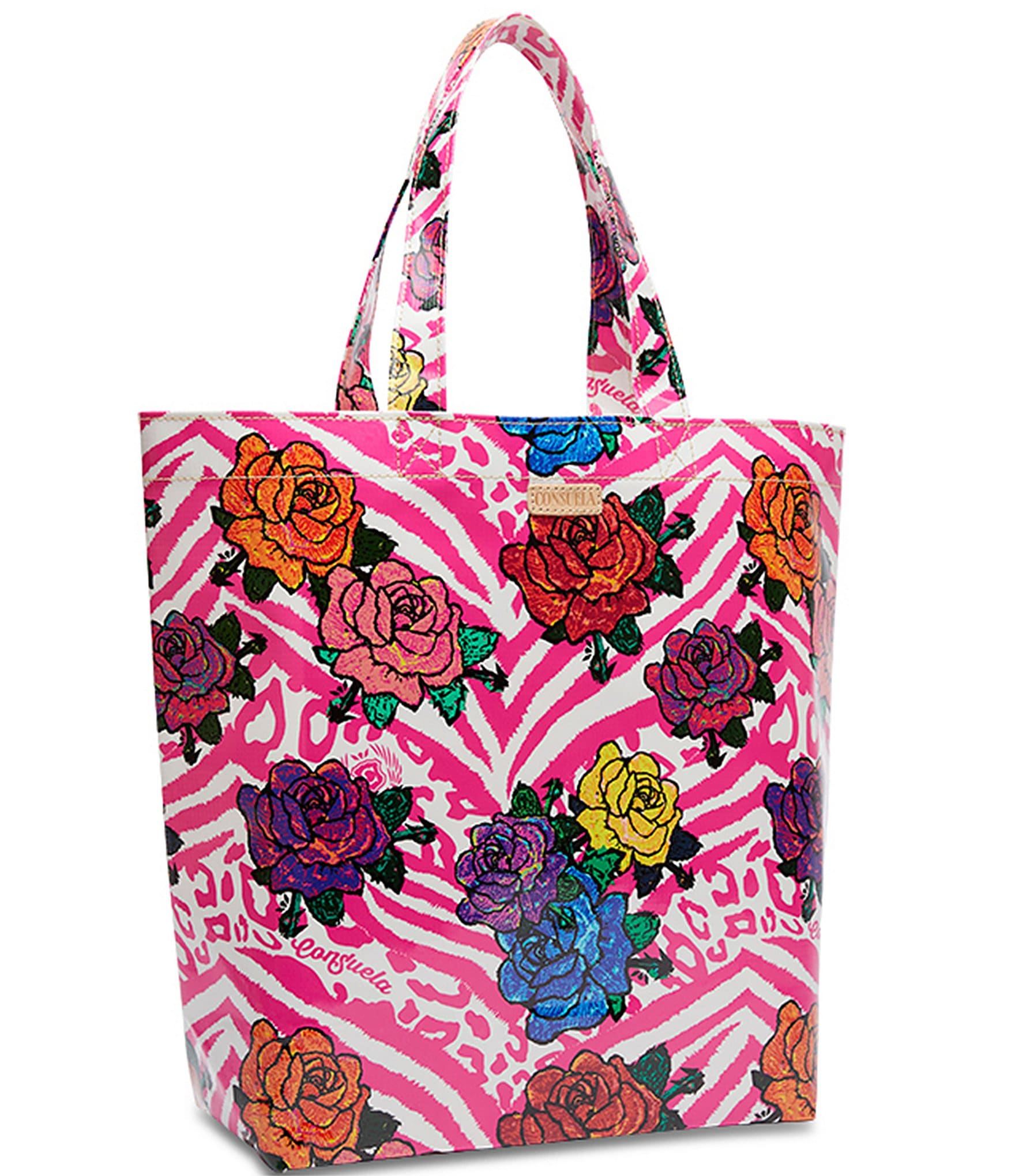 Consuela Frutti Grab-n-go Floral and Pink Zebra Print Basic Tote Bag