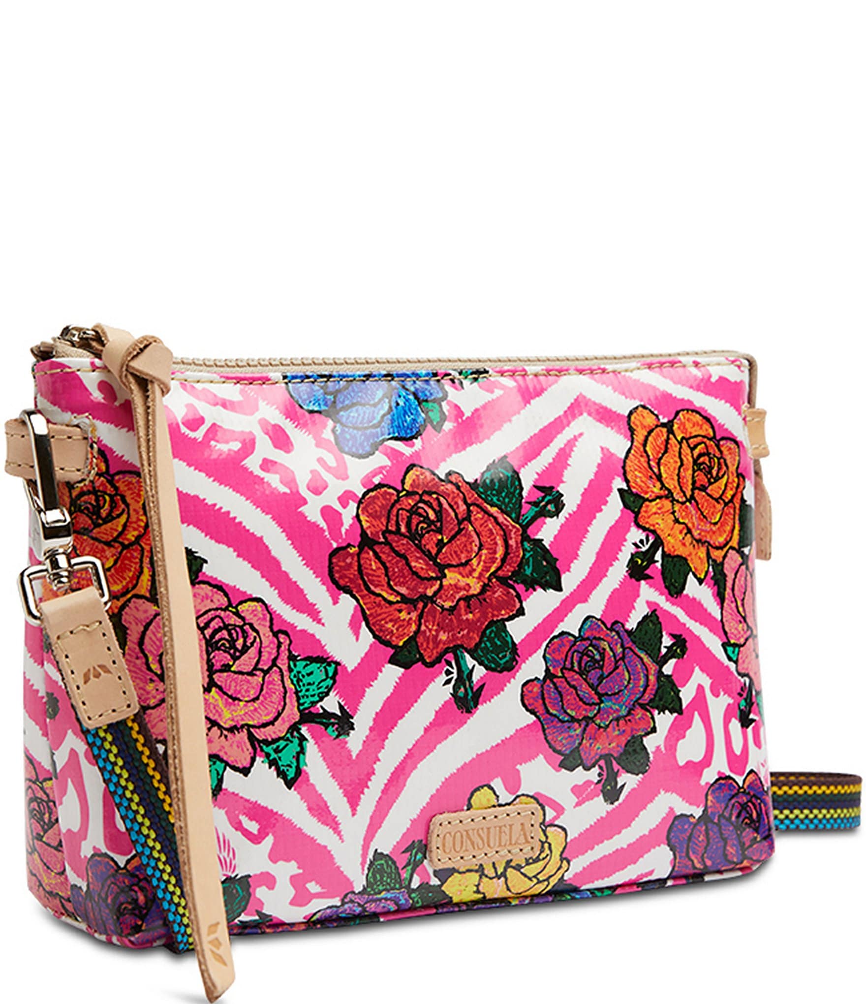 Consuela Frutti Midtown Floral and Bright Zebra Print Crossbody Bag