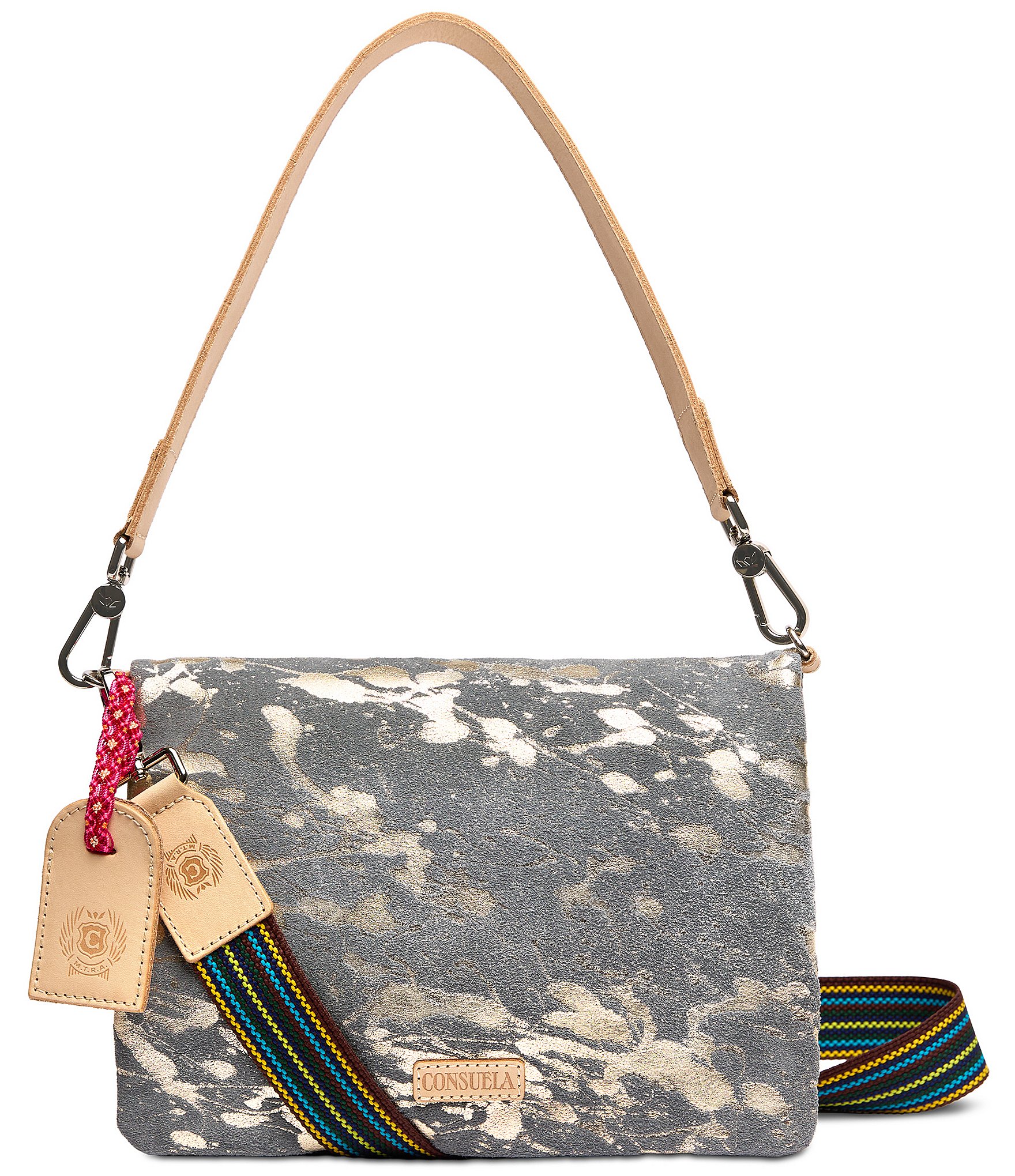 Consuela Jagger Metro Metallic Suede Splatter Crossbody Bag