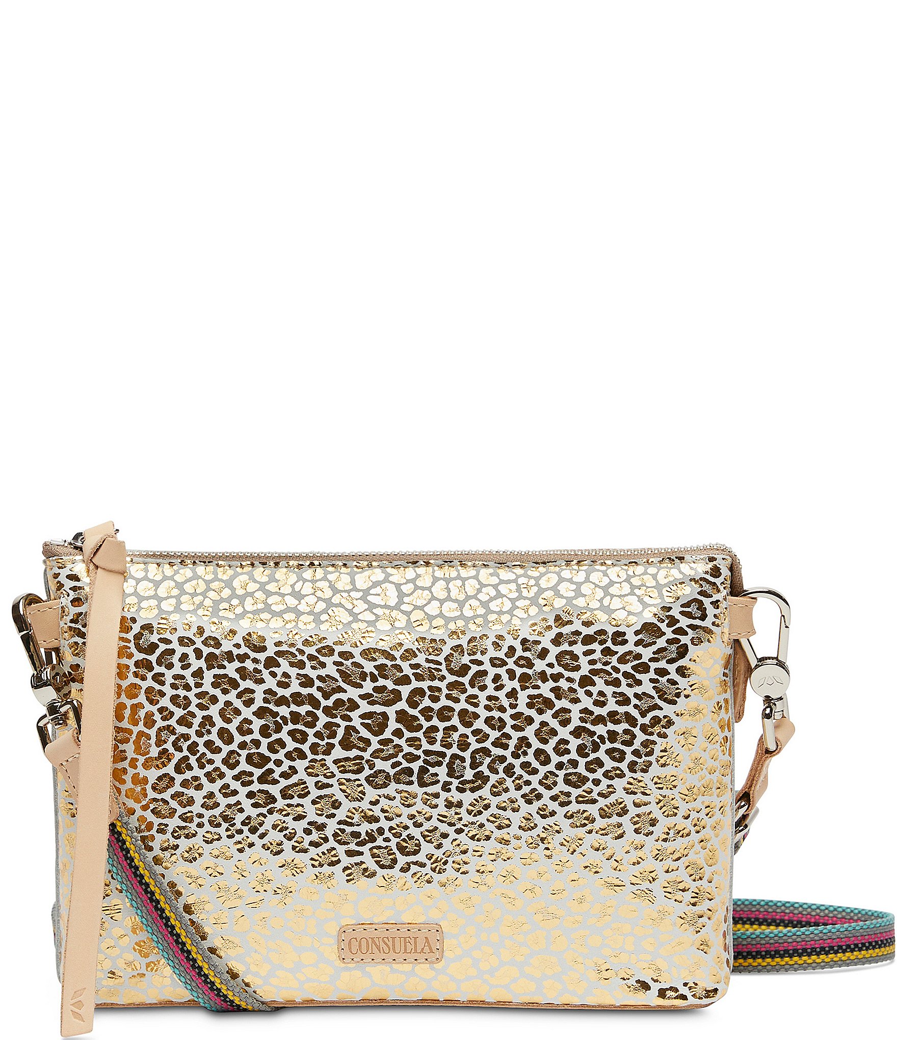 Consuela Kit Midtown Metallic Foiled Jag Print Crossbody Bag